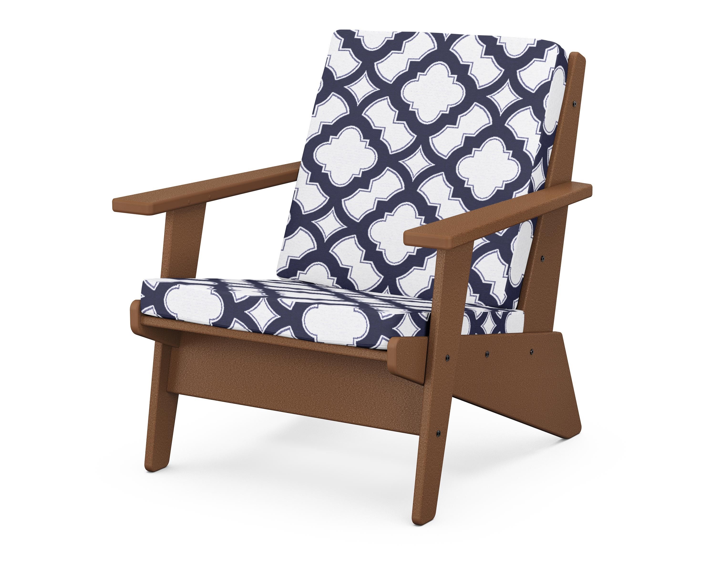 POLYWOOD® Riviera Modern Lounge Chair in Teak / Trellis Navy