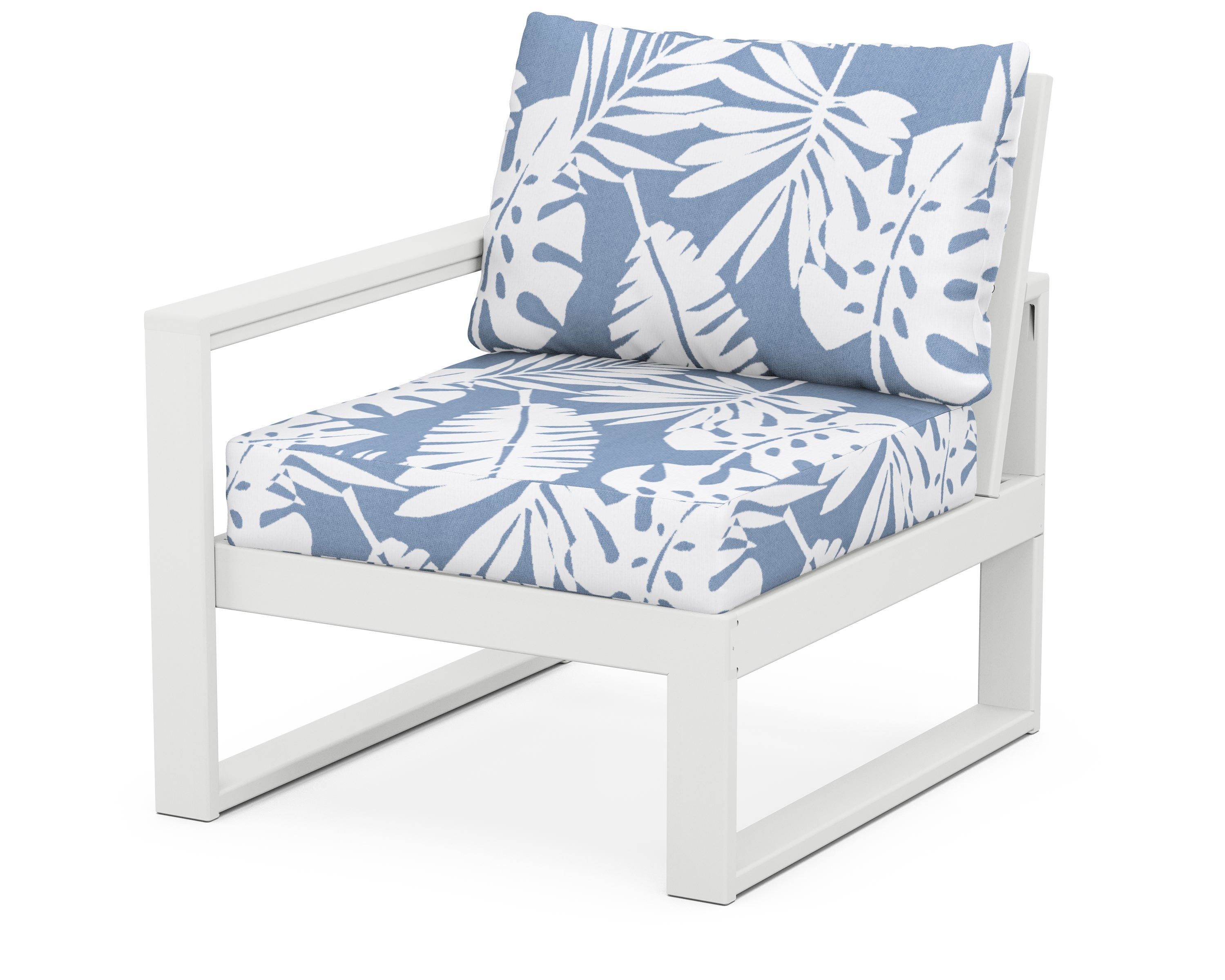 POLYWOOD® EDGE Modular Left Arm Chair in White / Leaf Sky Blue