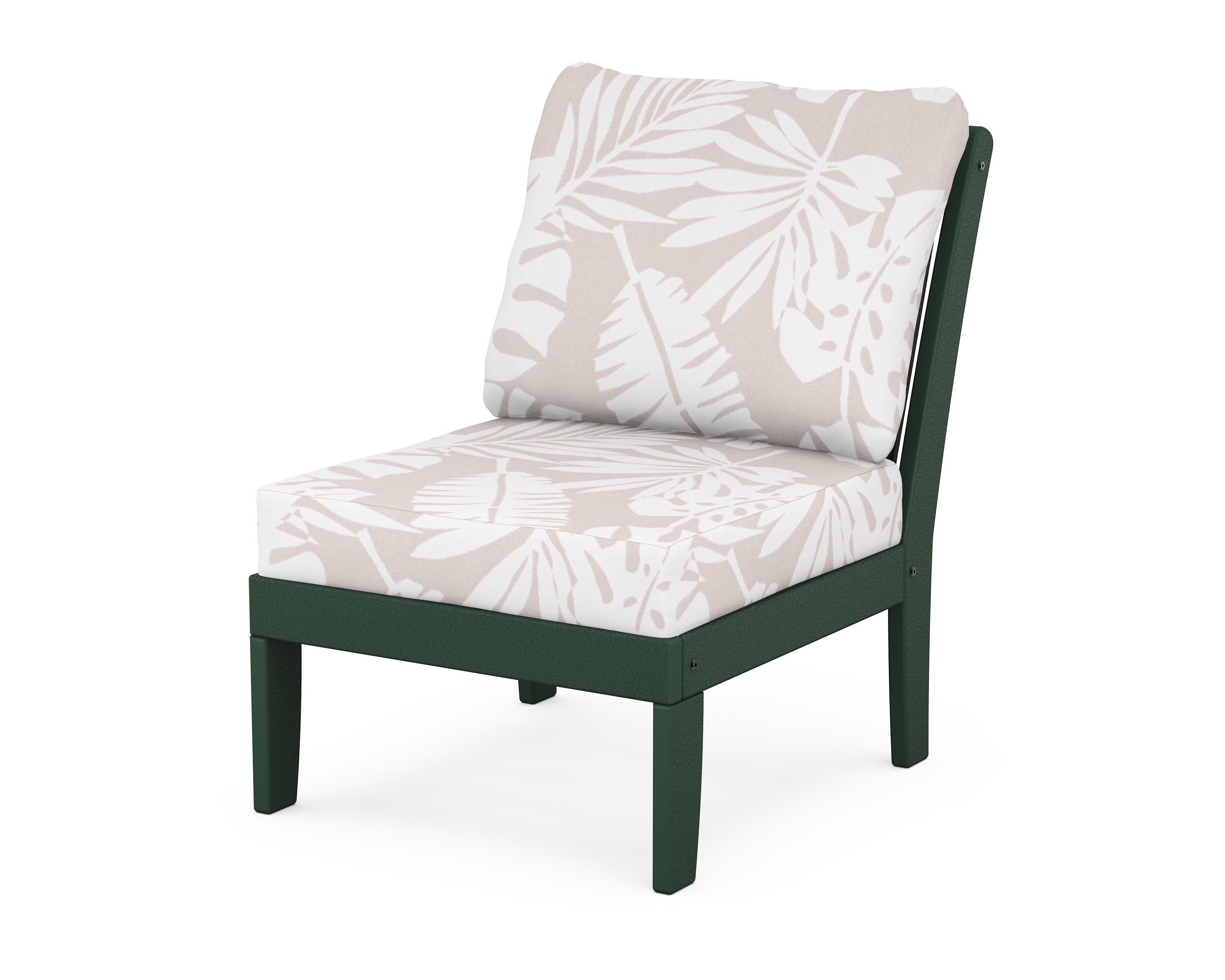 POLYWOOD® Braxton Modular Armless Chair in Green / Leaf Dune Burlap