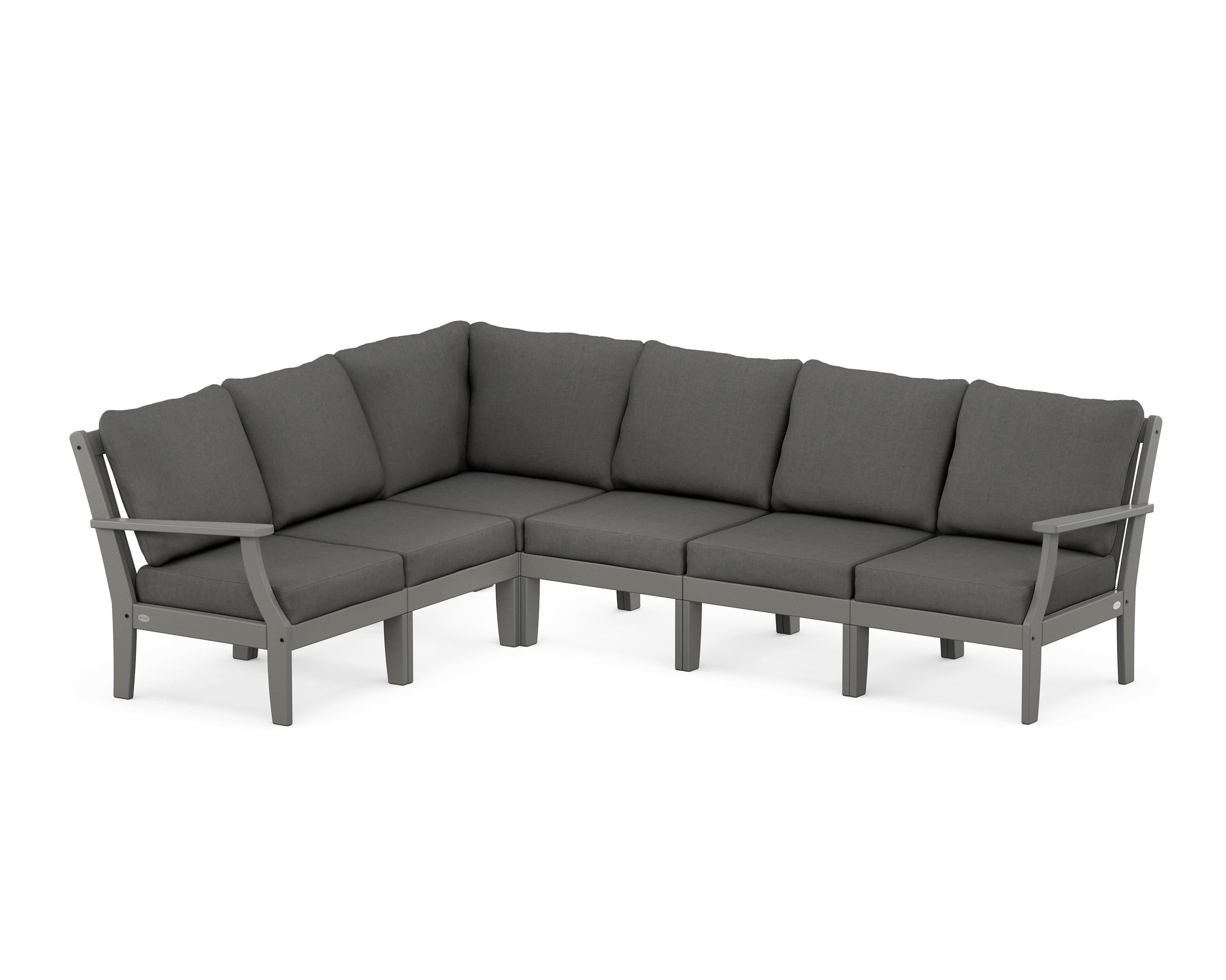 POLYWOOD® Braxton Modular 6-Piece Deep Seating Set in Slate Grey / Spectrum Carbon