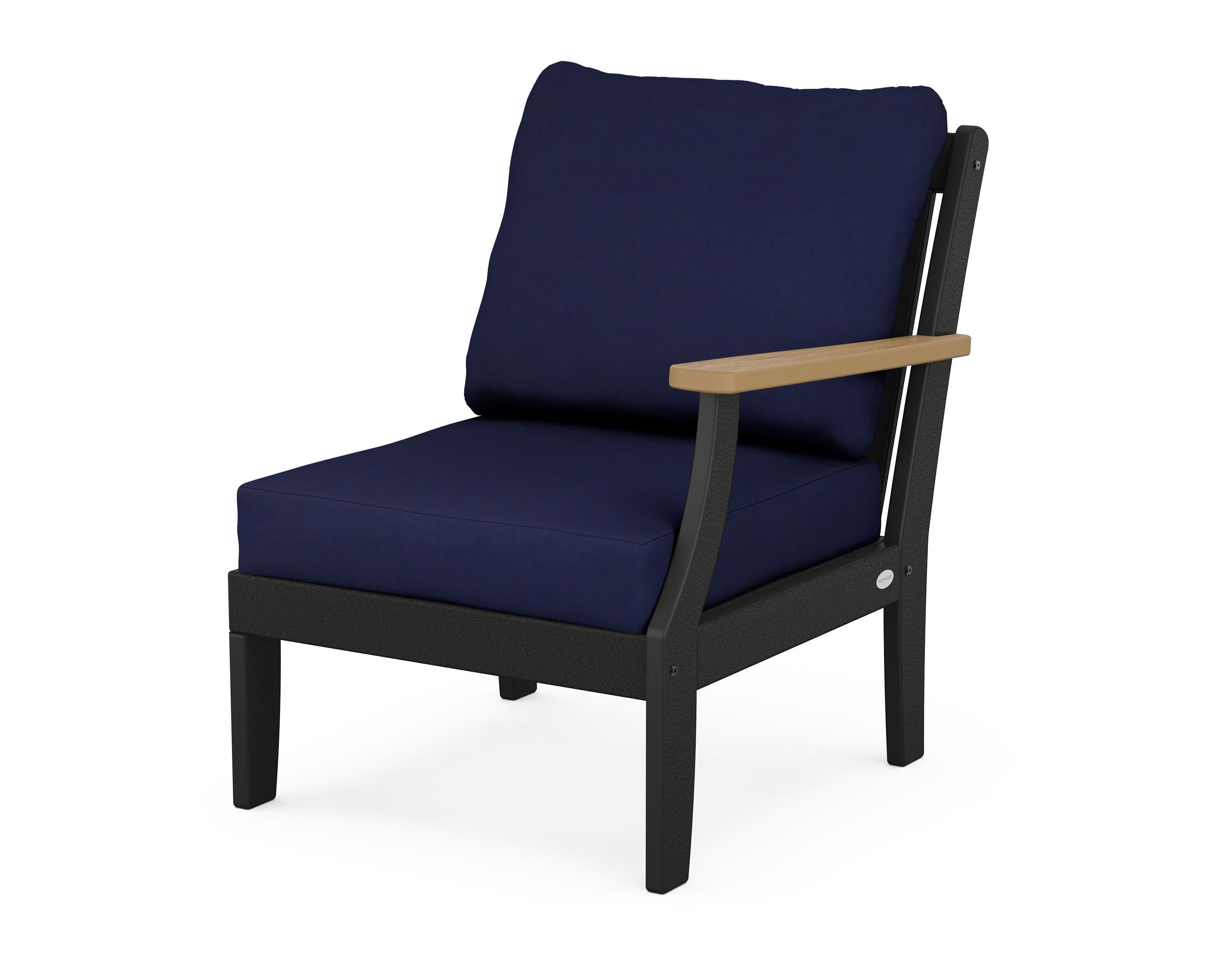 POLYWOOD® Braxton Modular Right Arm Chair in Black / Natural / Navy