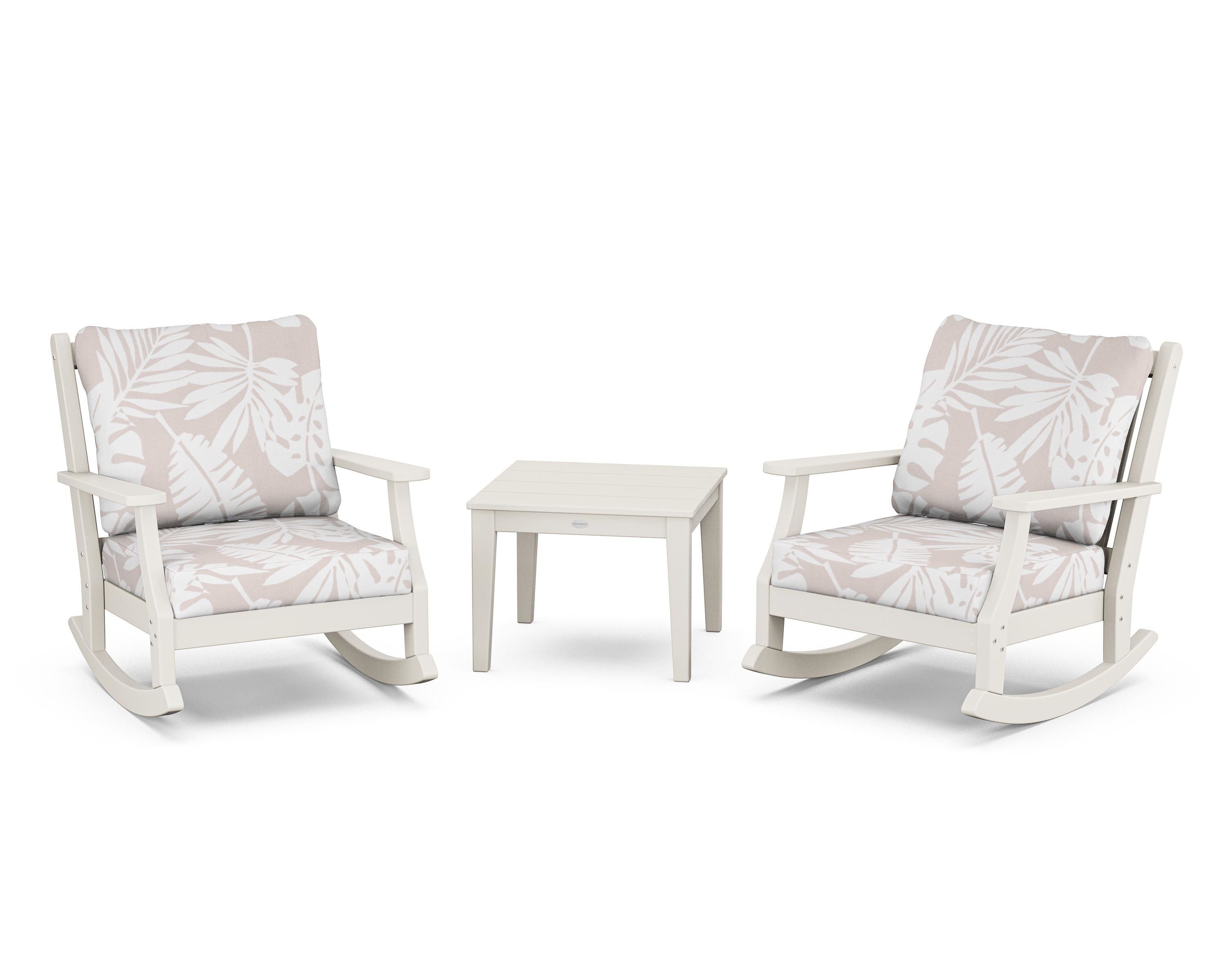 Country Living Wovendale 3-Piece Deep Seating Rocker Set in Sand / Leaf Dune Burlap