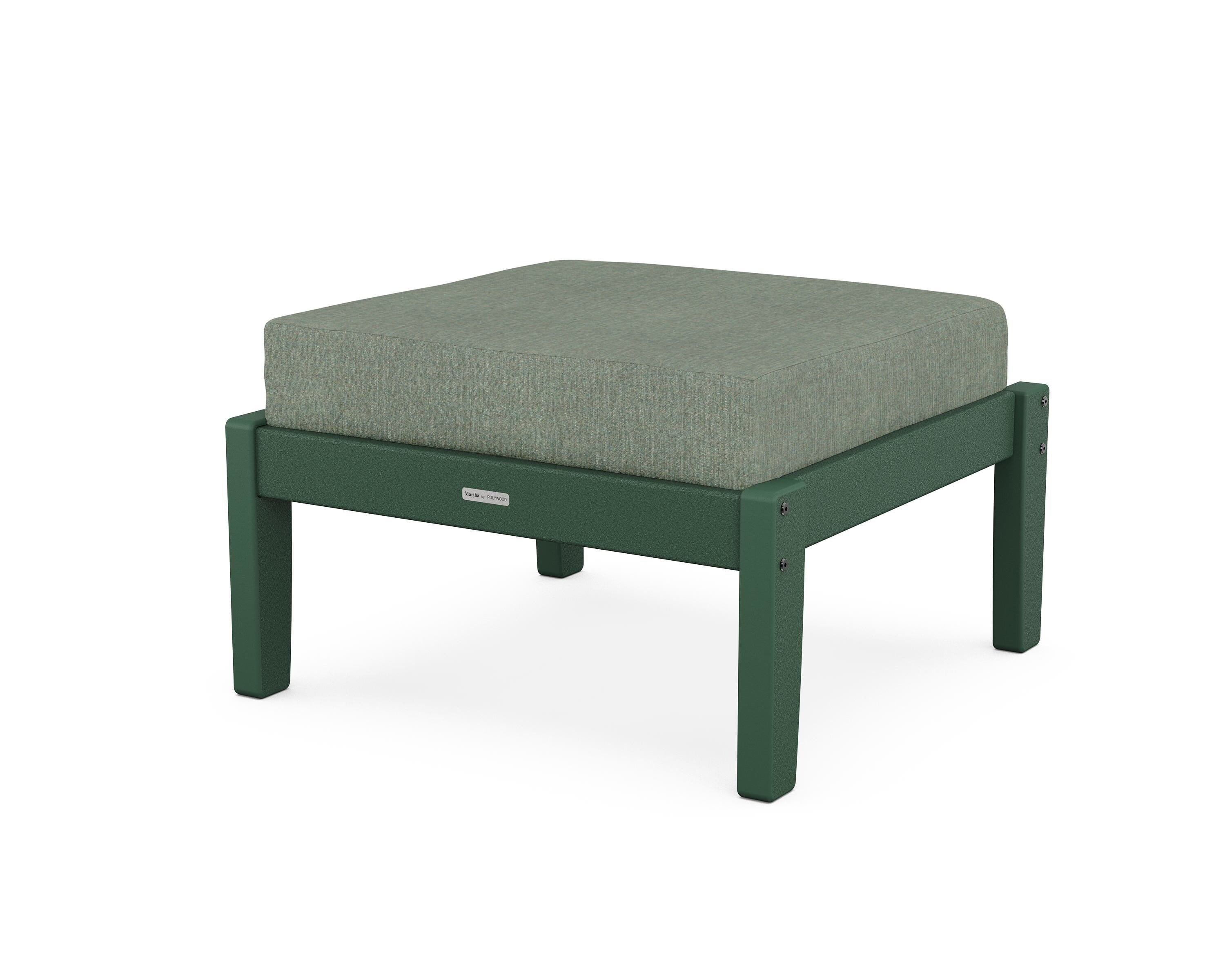 Martha Stewart by POLYWOOD® Chinoiserie Deep Seating Ottoman in Green / Cast Sage