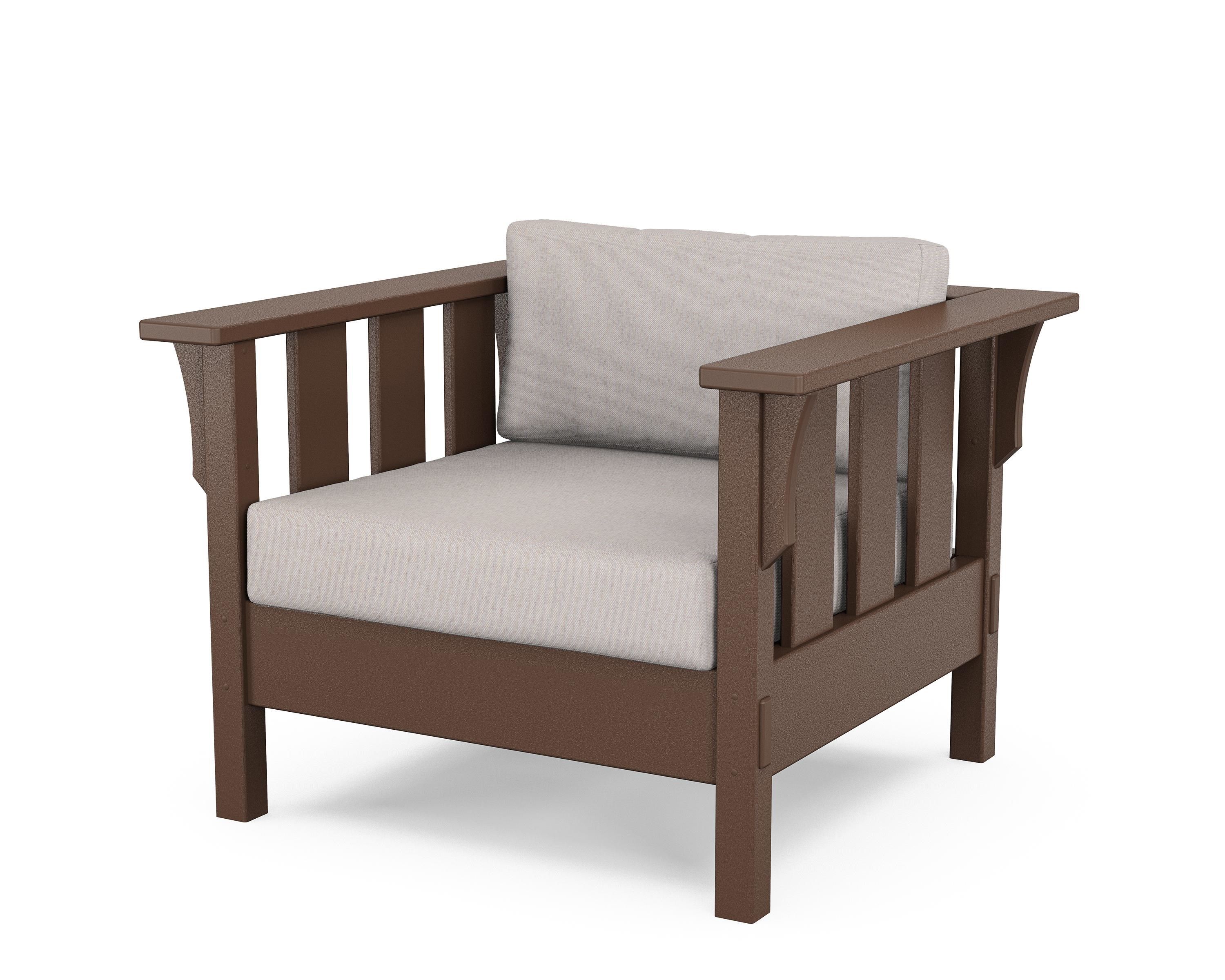 Martha Stewart by POLYWOOD® Acadia Deep Seating Chair in Mahogany / Dune Burlap
