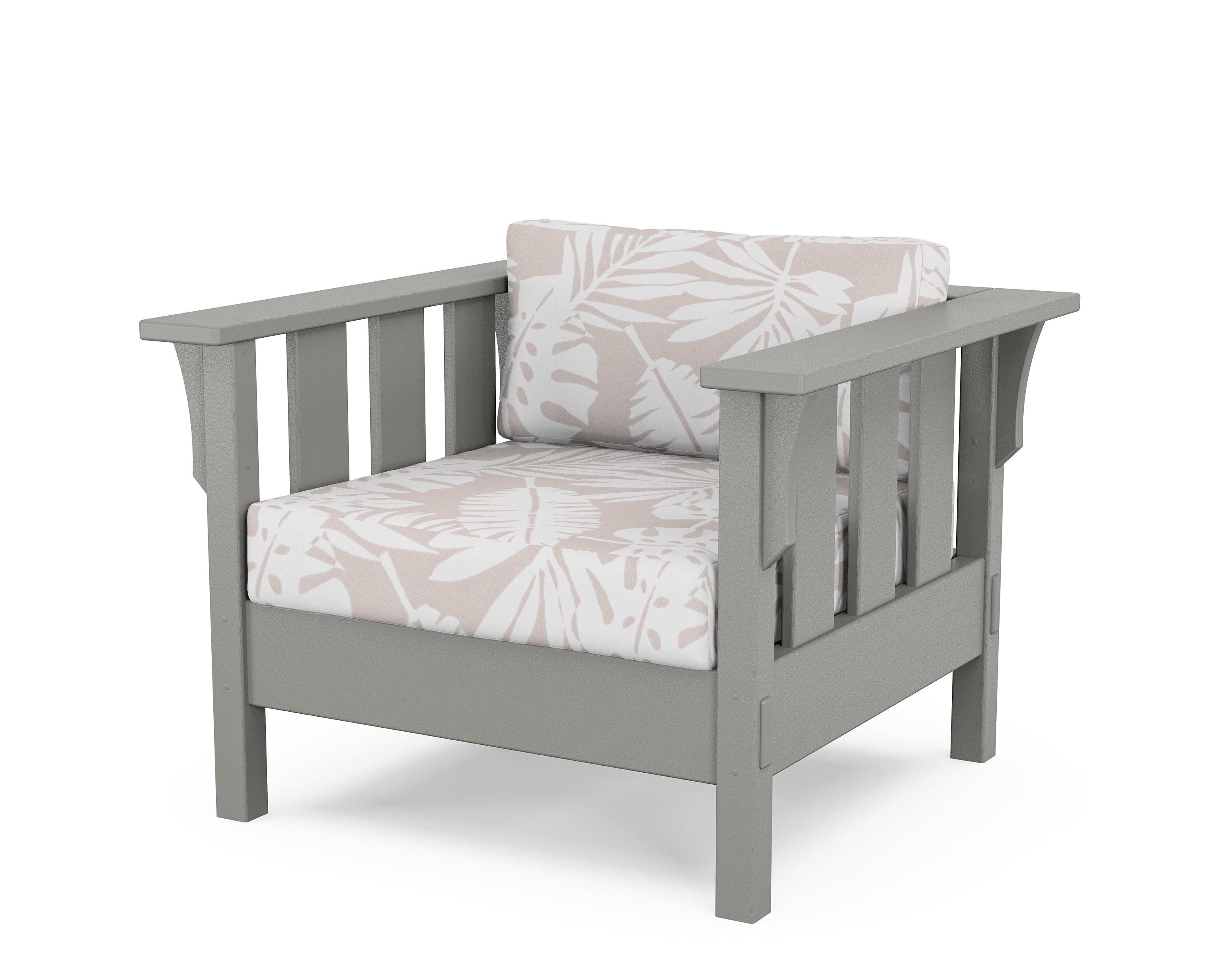Martha Stewart by POLYWOOD® Acadia Deep Seating Chair in Slate Grey / Leaf Dune Burlap