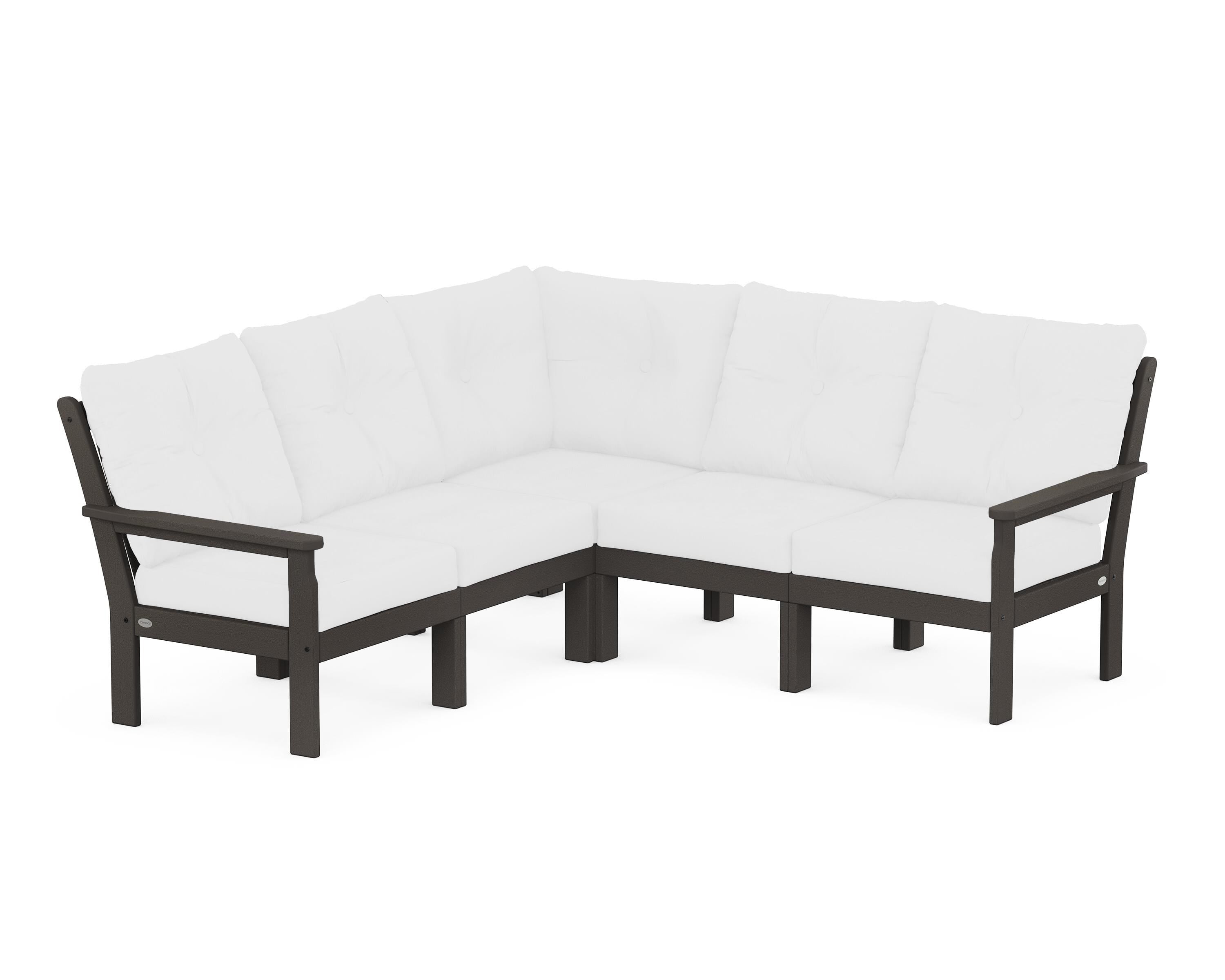 POLYWOOD® Vineyard 5-Piece Sectional in Vintage Coffee / Natural