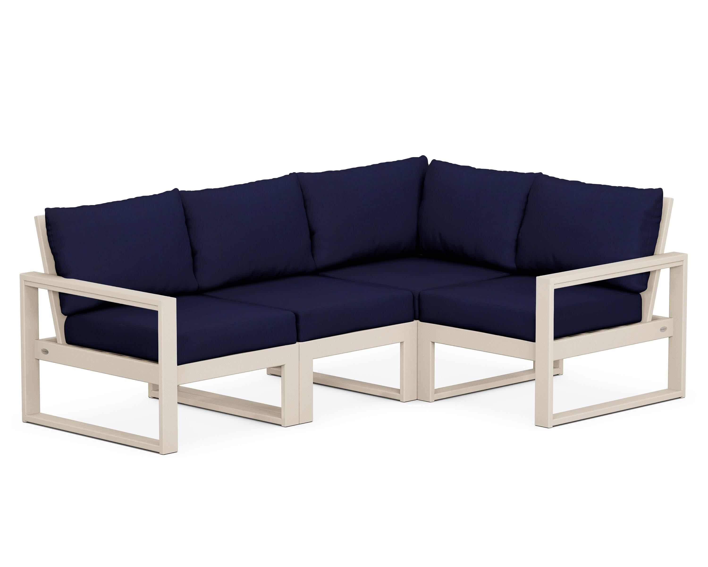POLYWOOD® EDGE 4-Piece Modular Deep Seating Set in Sand / Navy