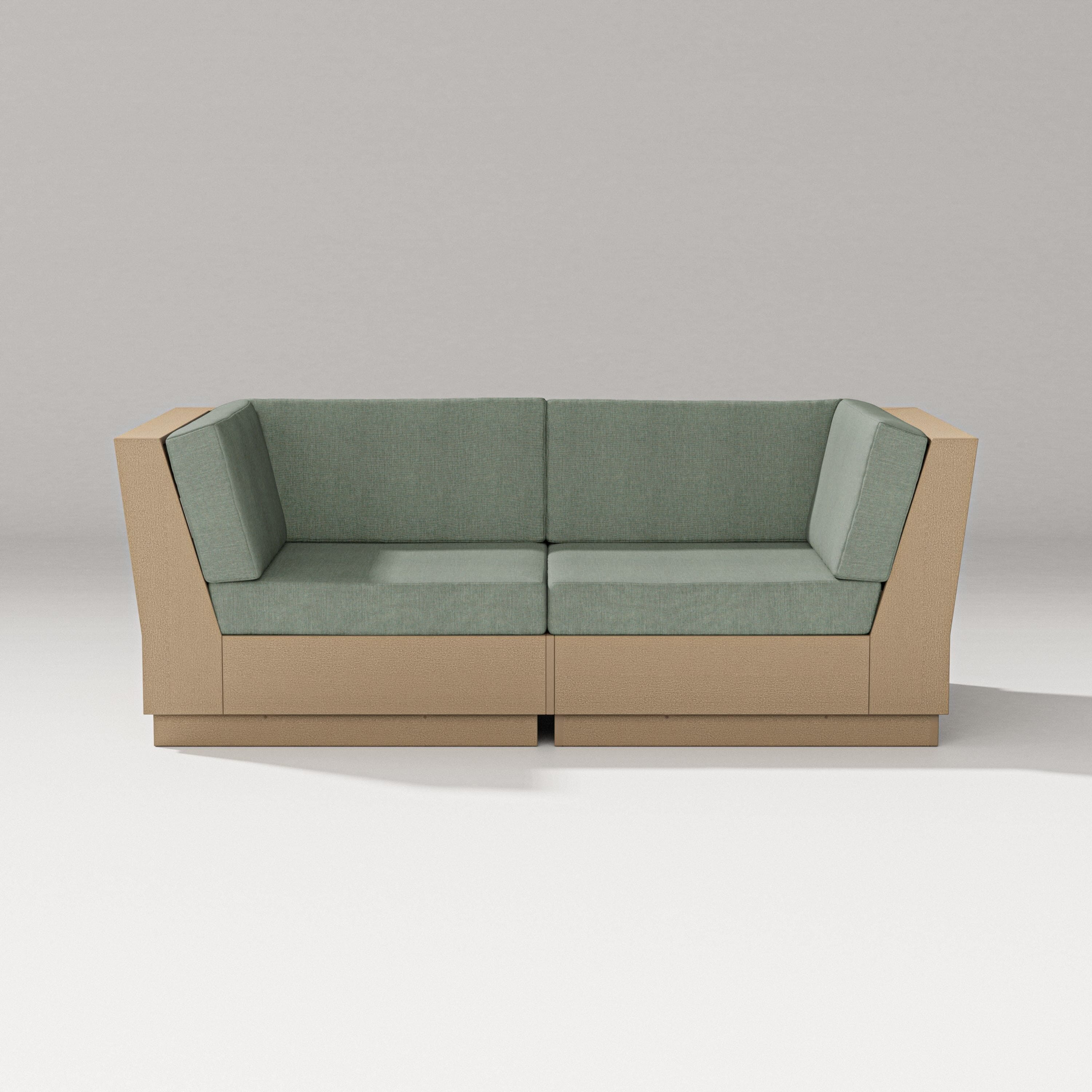 PW Designer Series Elevate Loveseat Sectional in Vintage Sahara / Cast Sage