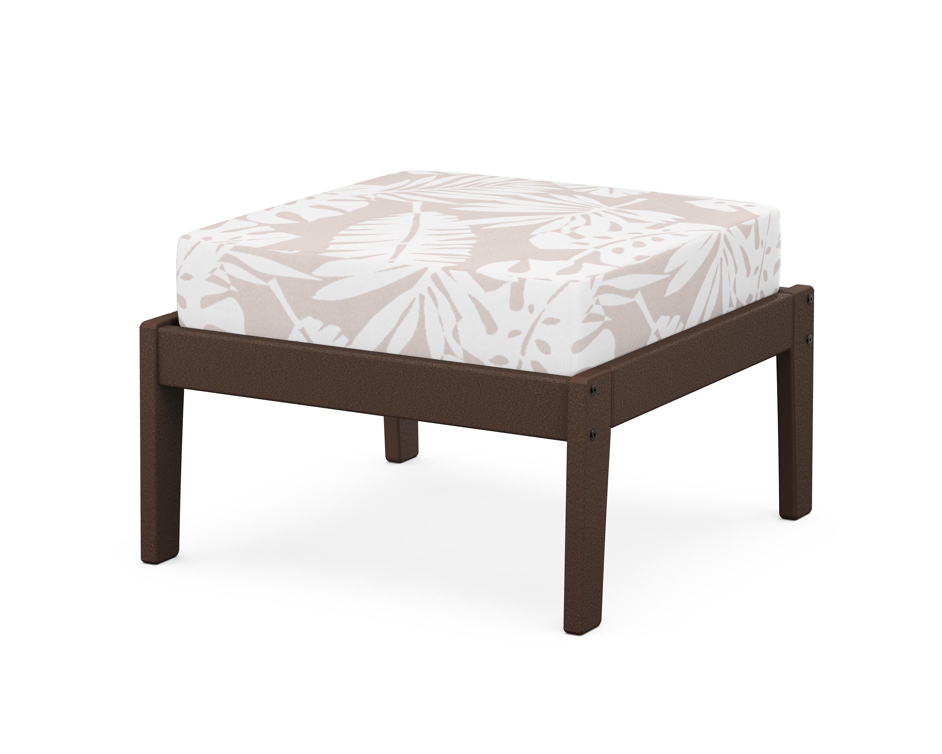 Unbranded Deep Seating Ottoman in Mahogany / Leaf Dune Burlap