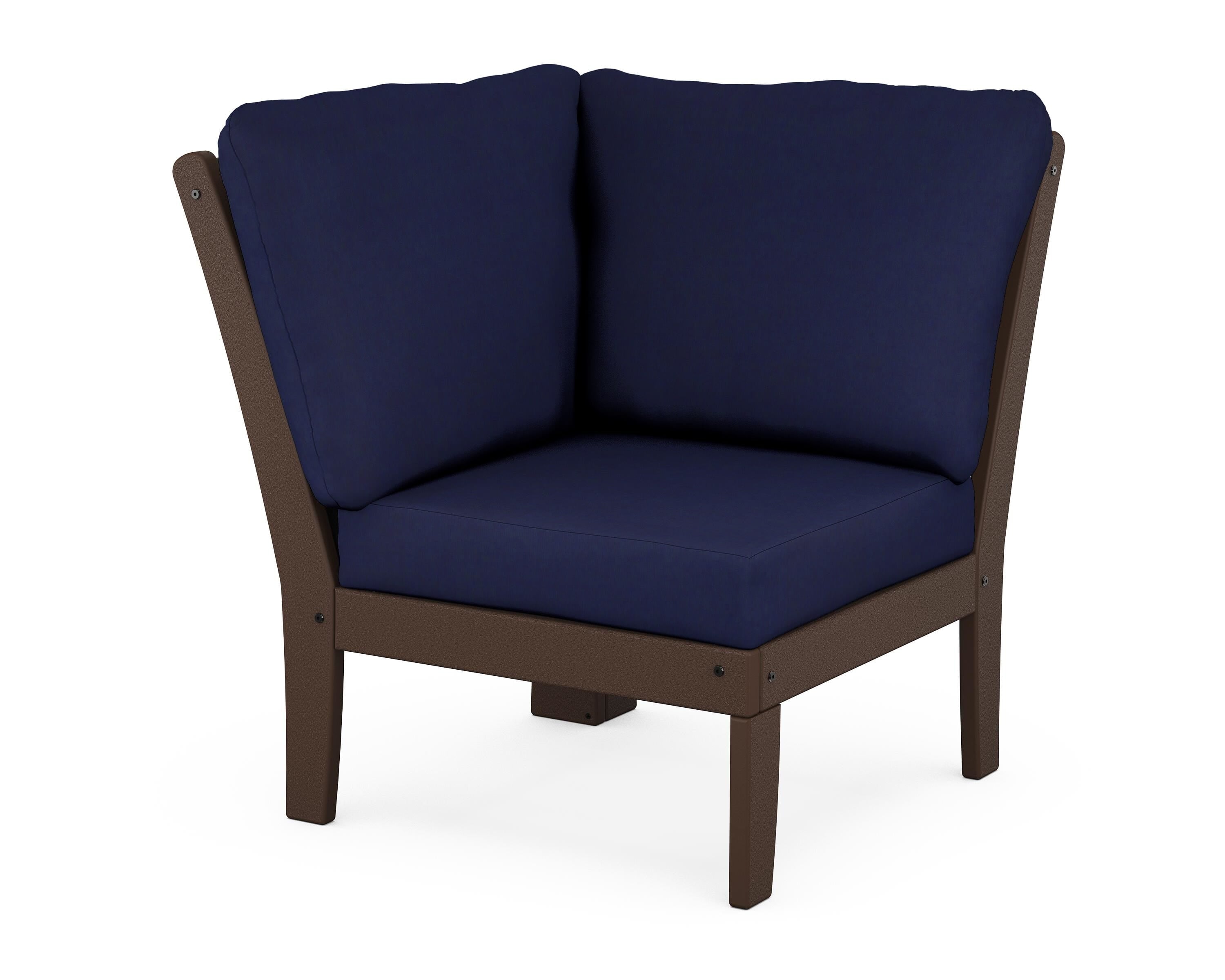 POLYWOOD® Braxton Modular Corner Chair in Mahogany / Navy