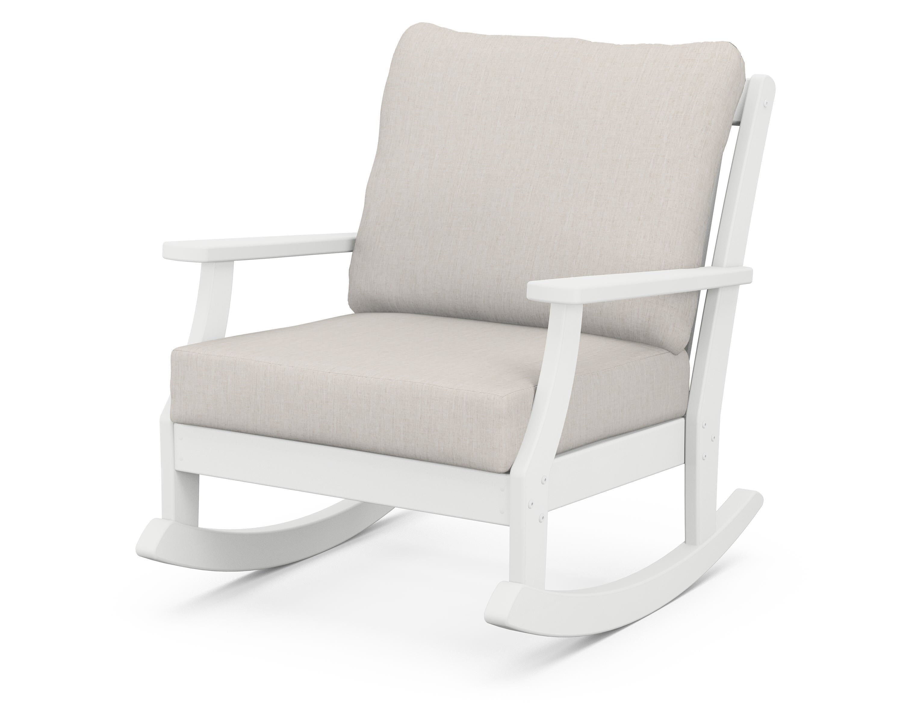 POLYWOOD® Braxton Deep Seating Rocking Chair in White / Cast Ash