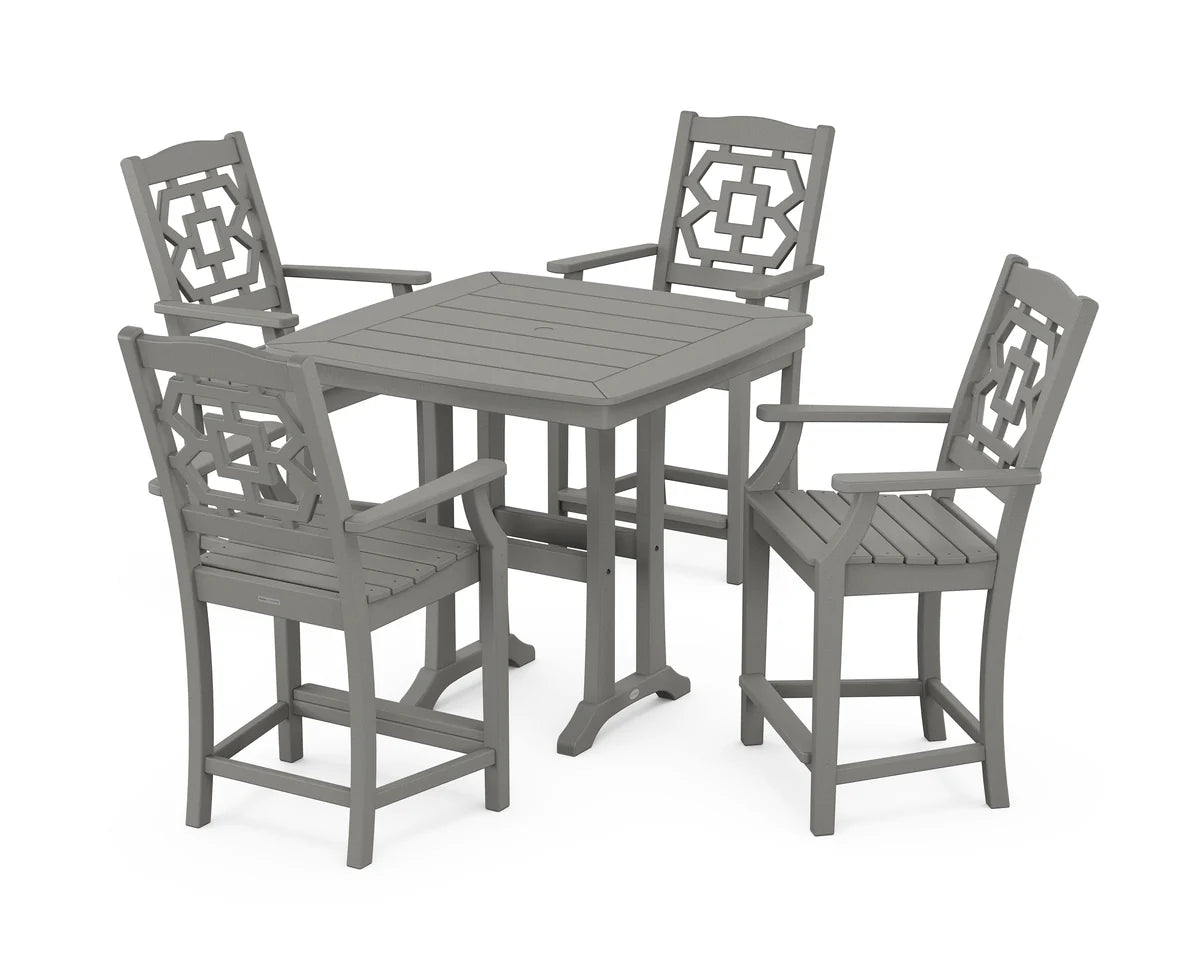 Chinoiserie 5-Piece Counter Set with Trestle Legs