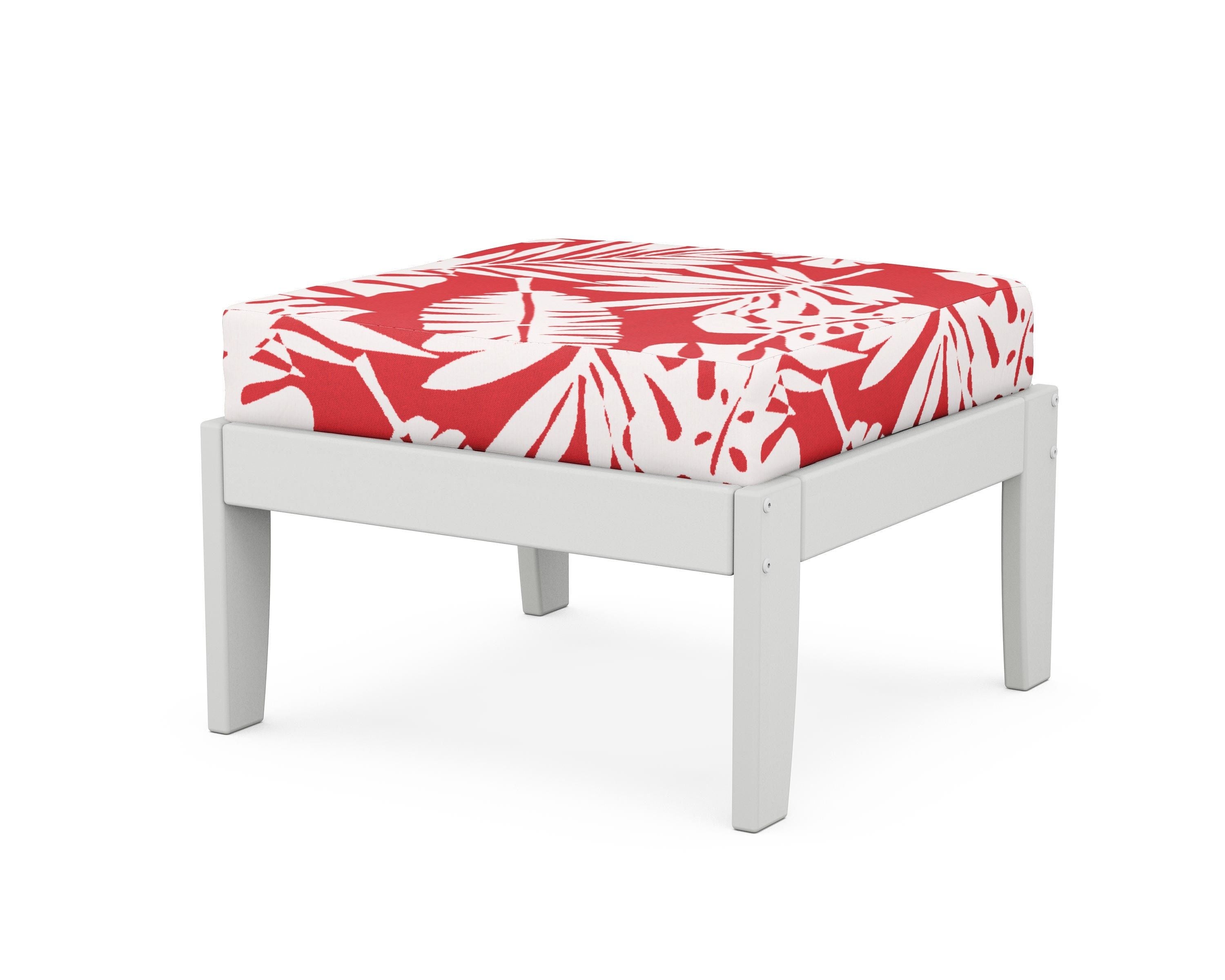 Unbranded Modular Ottoman - Classic in White / Leaf Crimson