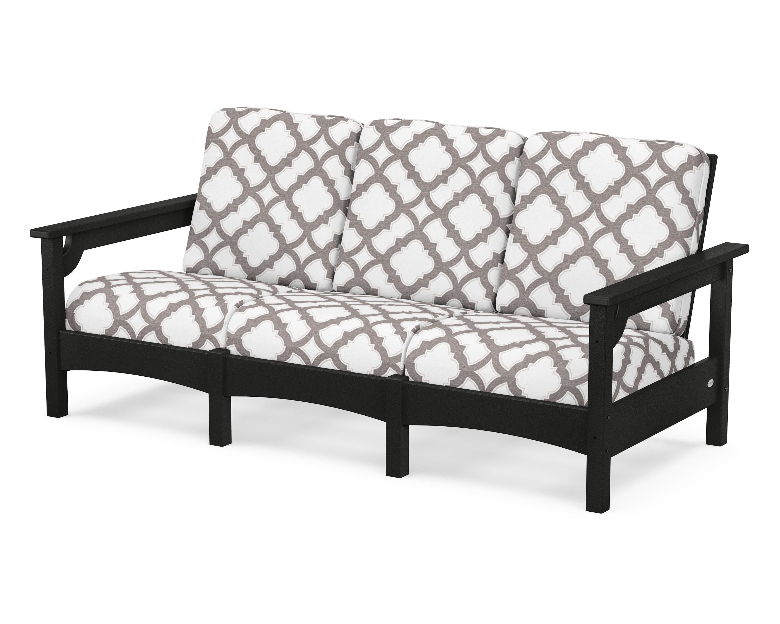 POLYWOOD® Club Sofa in Black / Trellis Grey Mist