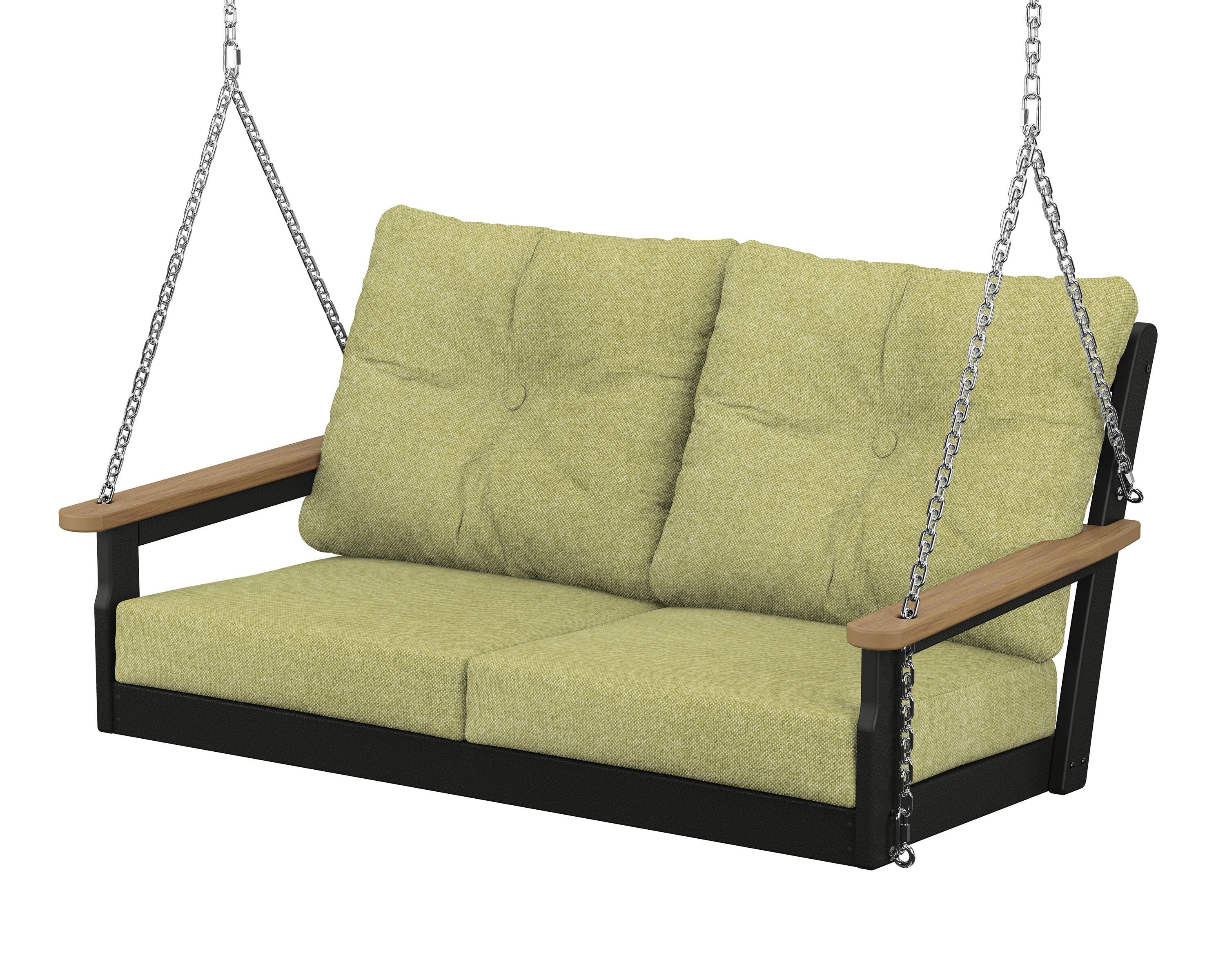 POLYWOOD® Vineyard Deep Seating Swing in Black / Natural / Chartreuse Boucle