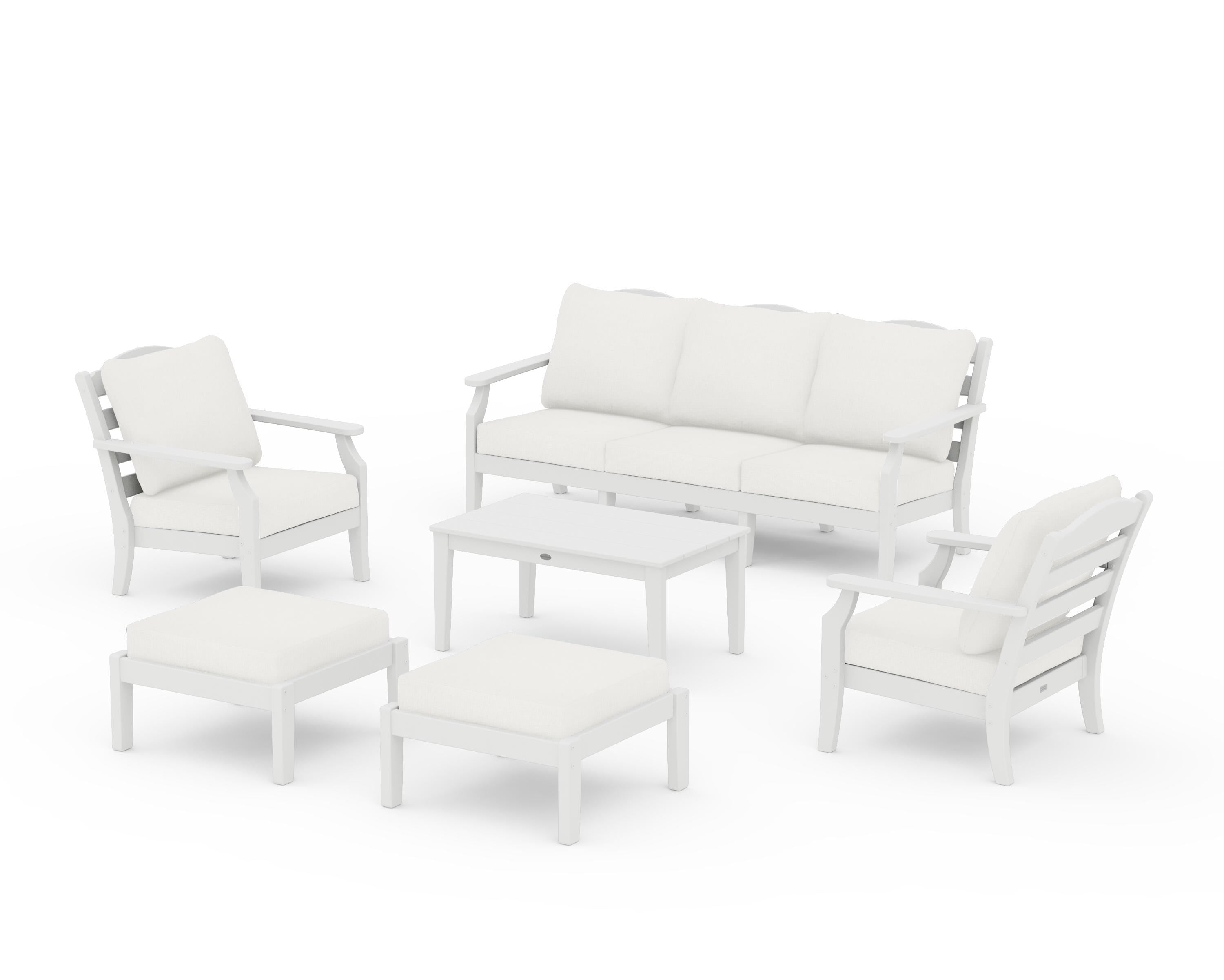Draper James™ by POLYWOOD® Savannah 6-Piece Lounge Sofa Set in White / Natural Linen