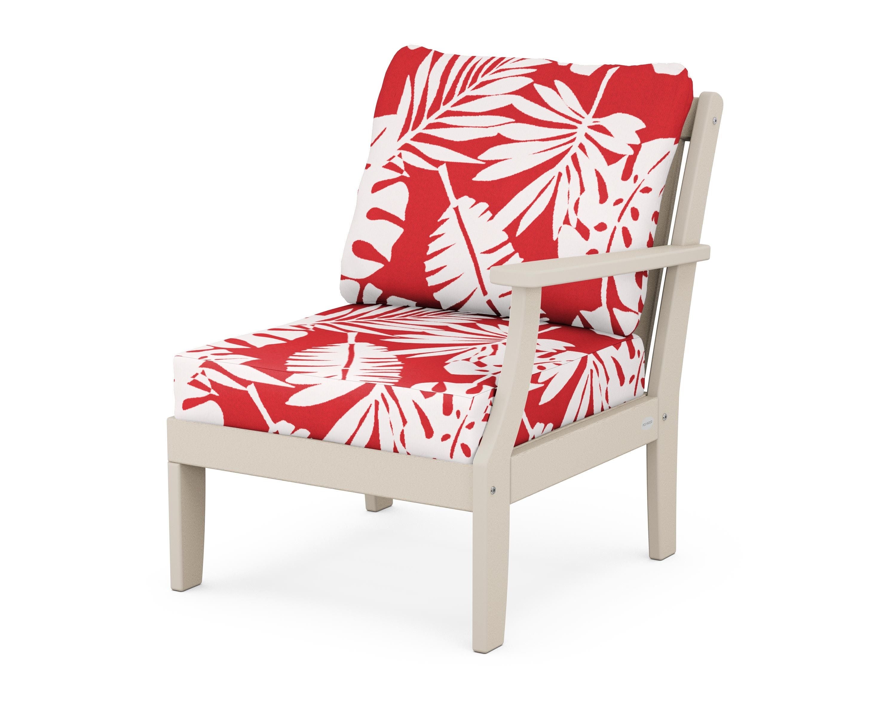 POLYWOOD® Braxton Modular Right Arm Chair in Sand / Leaf Crimson