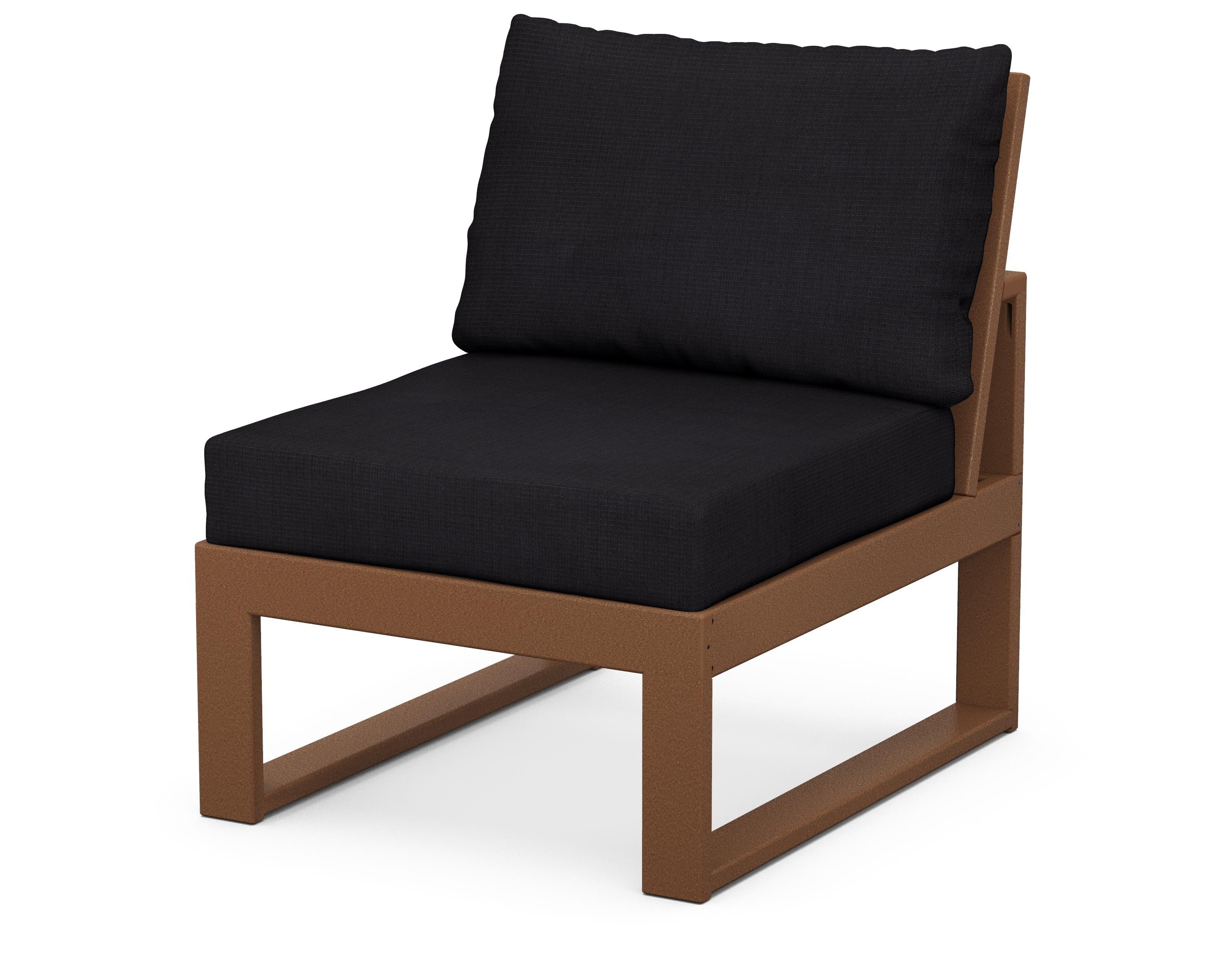 Unbranded Modular Armless Chair in Teak / Midnight Linen