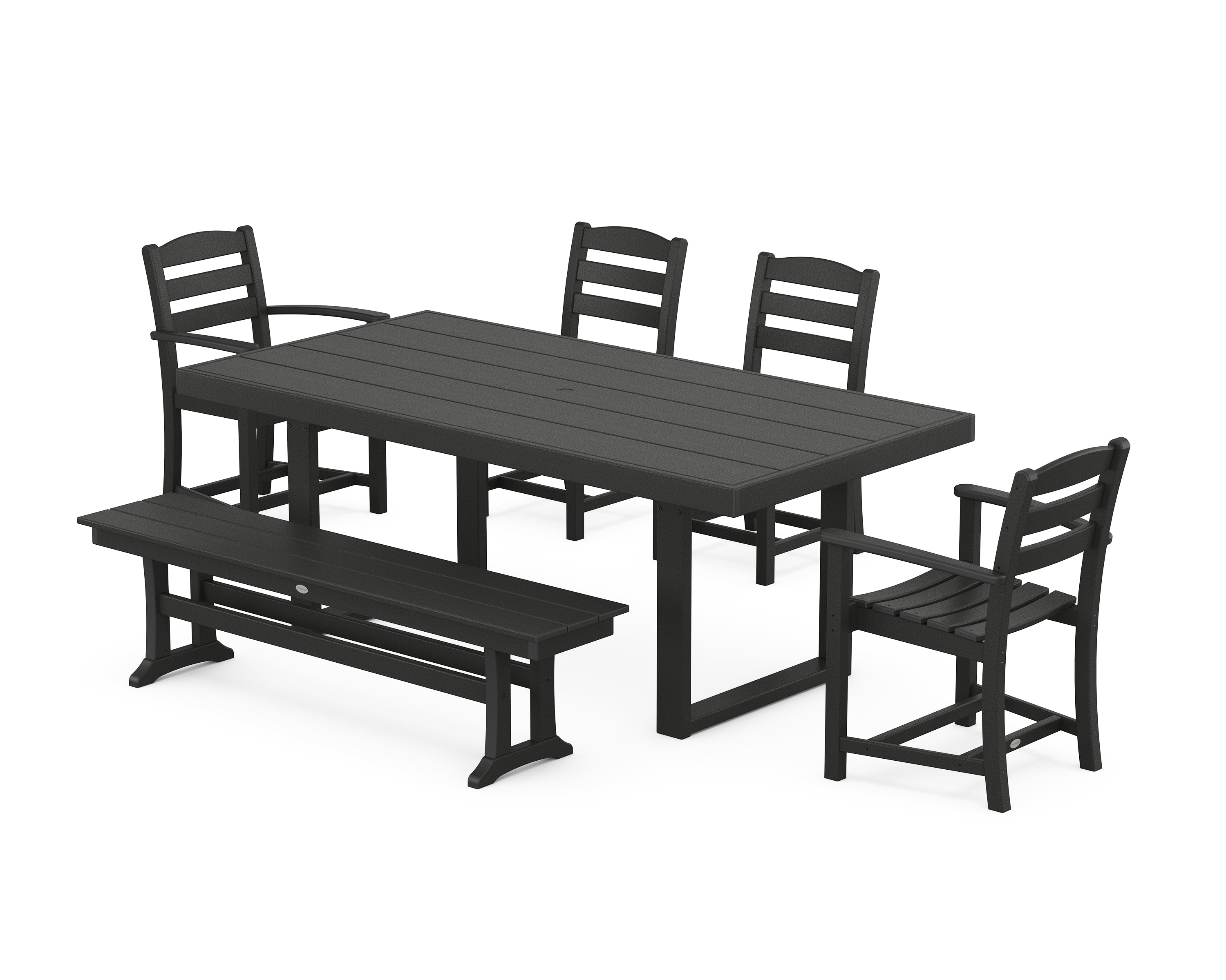 POLYWOOD® La Casa Café 6-Piece Dining Set with Bench in Black