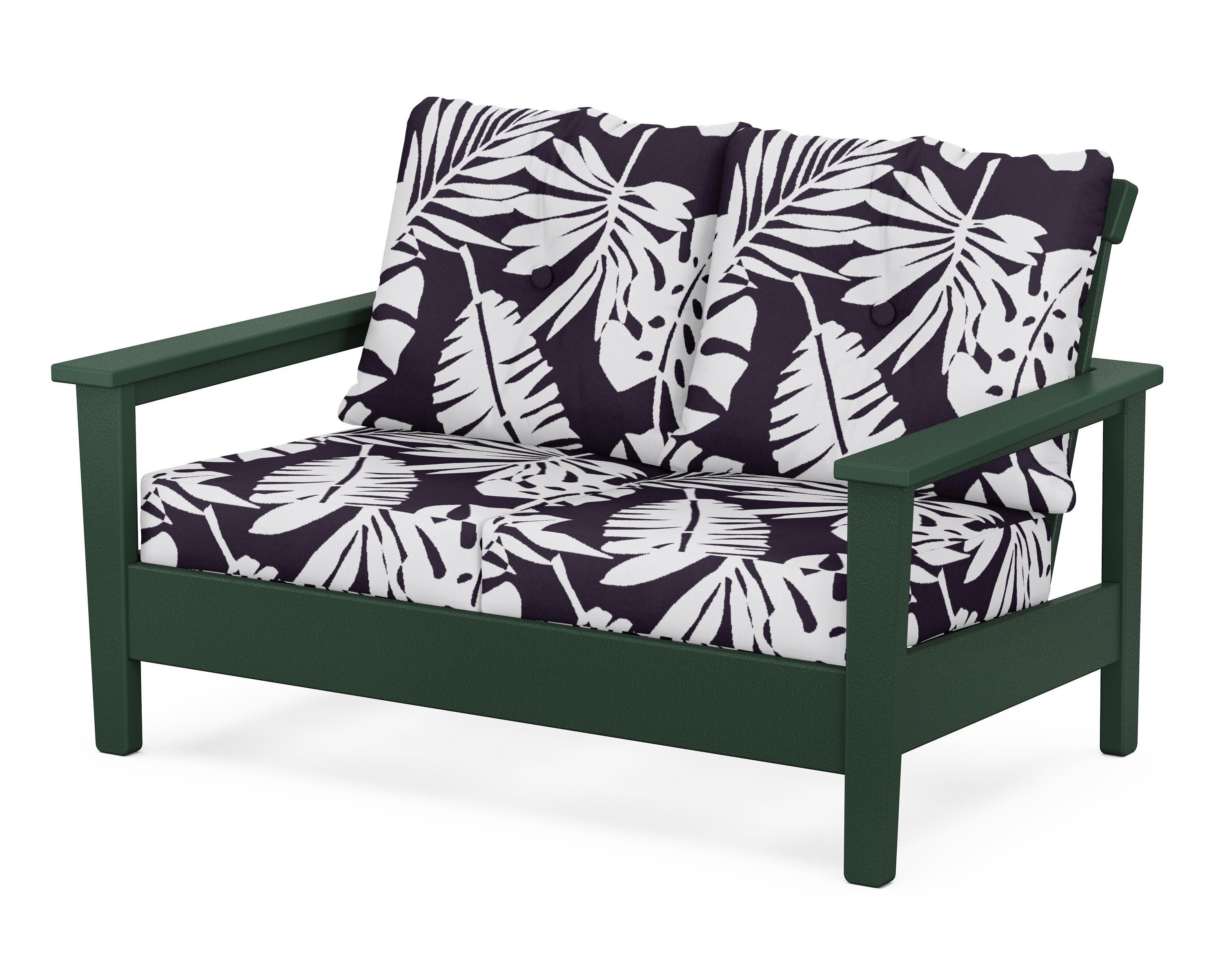 POLYWOOD® Prescott Deep Seating Loveseat in Green / Leaf Navy