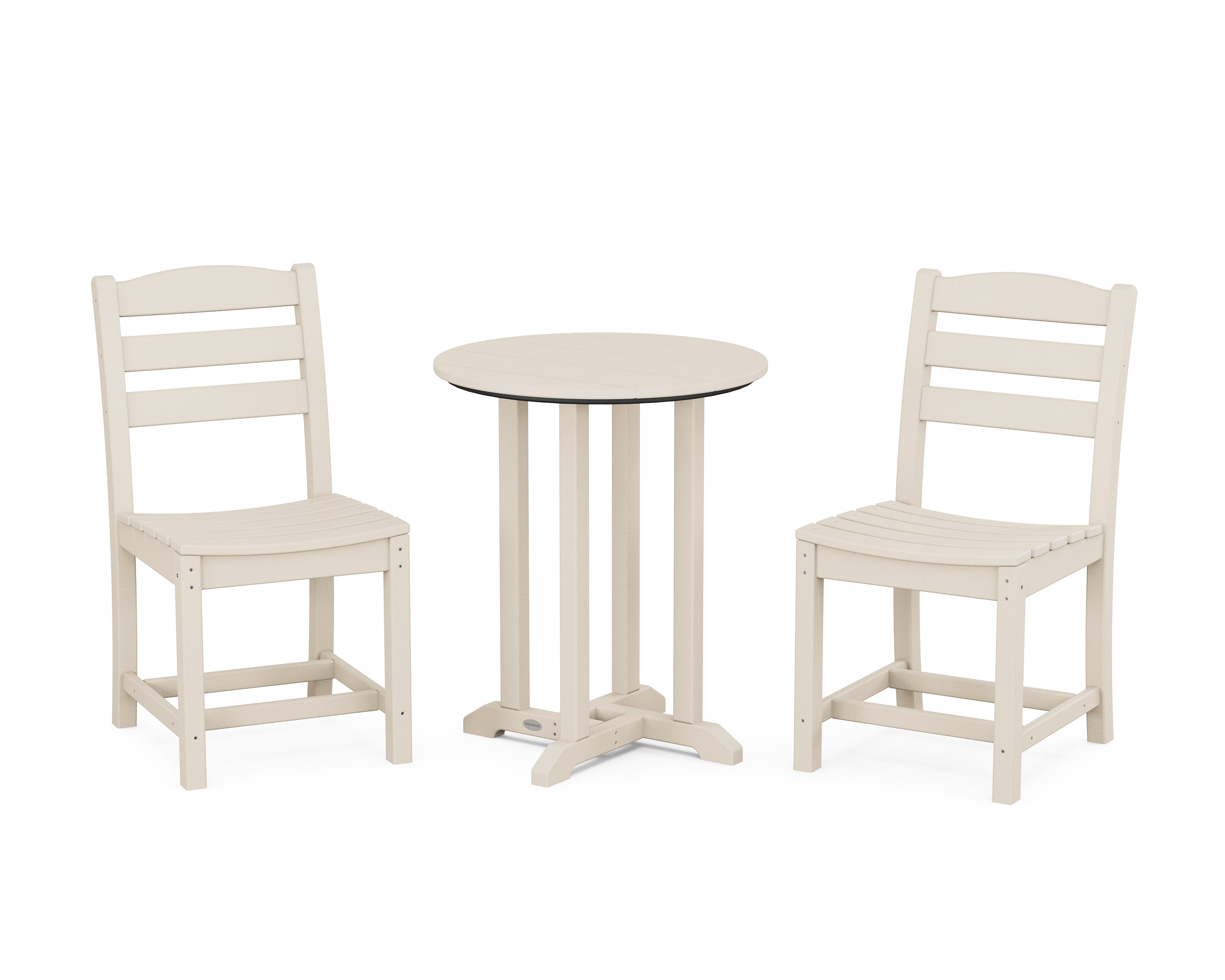 POLYWOOD® La Casa Café Side Chair 3-Piece Round Bistro Dining Set in Sand