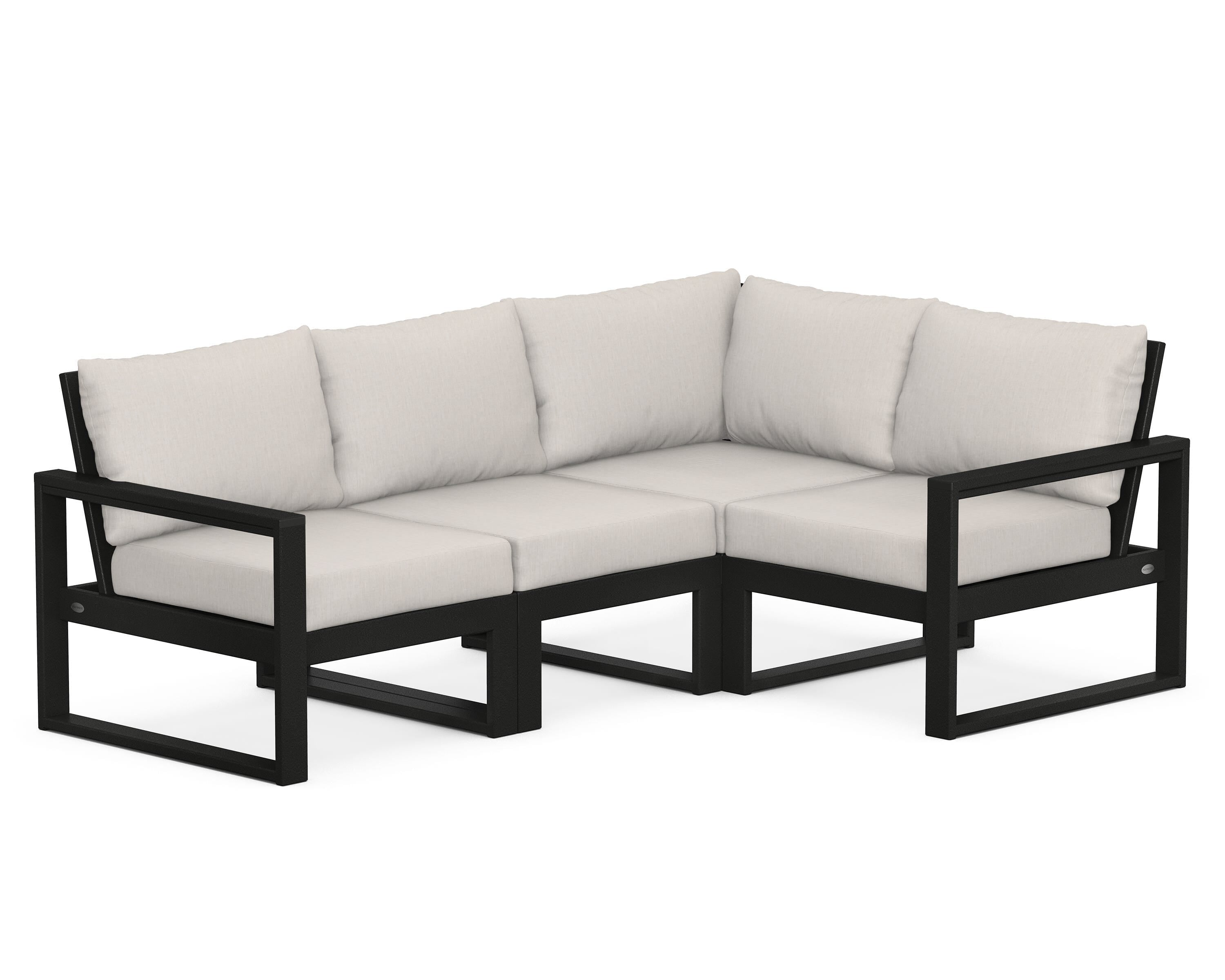 POLYWOOD® EDGE 4-Piece Modular Deep Seating Set in Black / Cast Ash