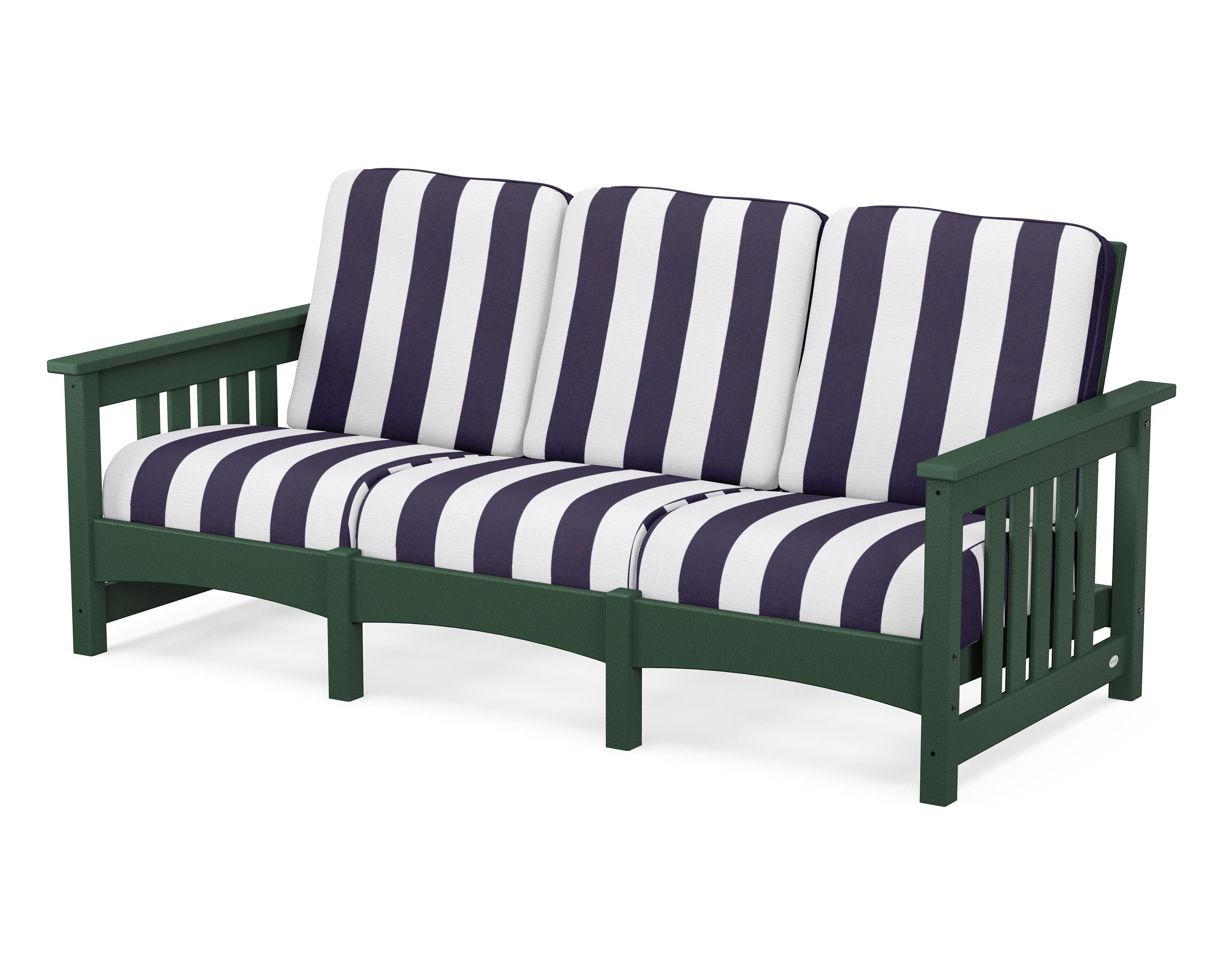 POLYWOOD® Club Mission Sofa in Green / Cabana Stripe Navy