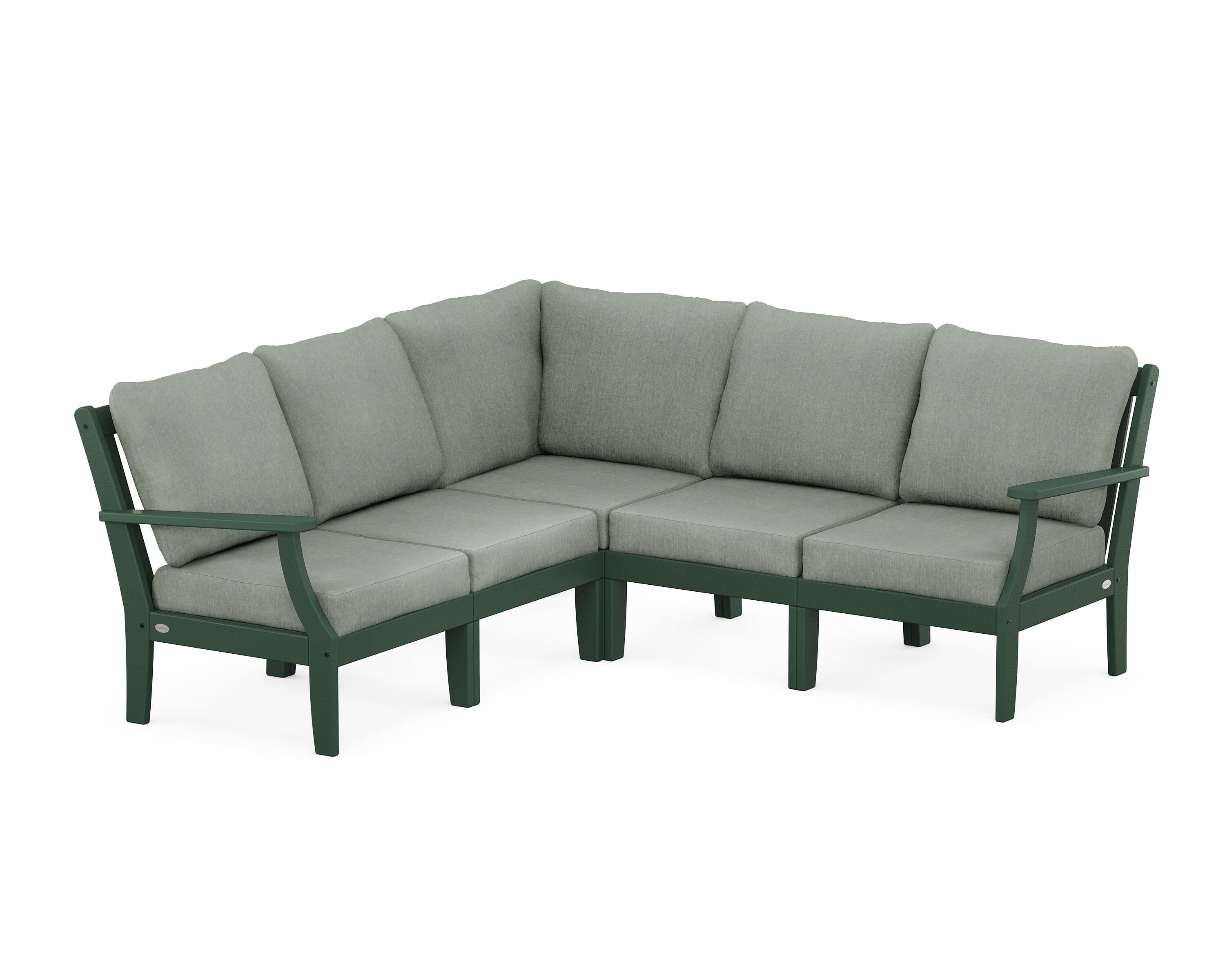 POLYWOOD® Braxton Modular 5-Piece Deep Seating Set in Green / Cast Sage