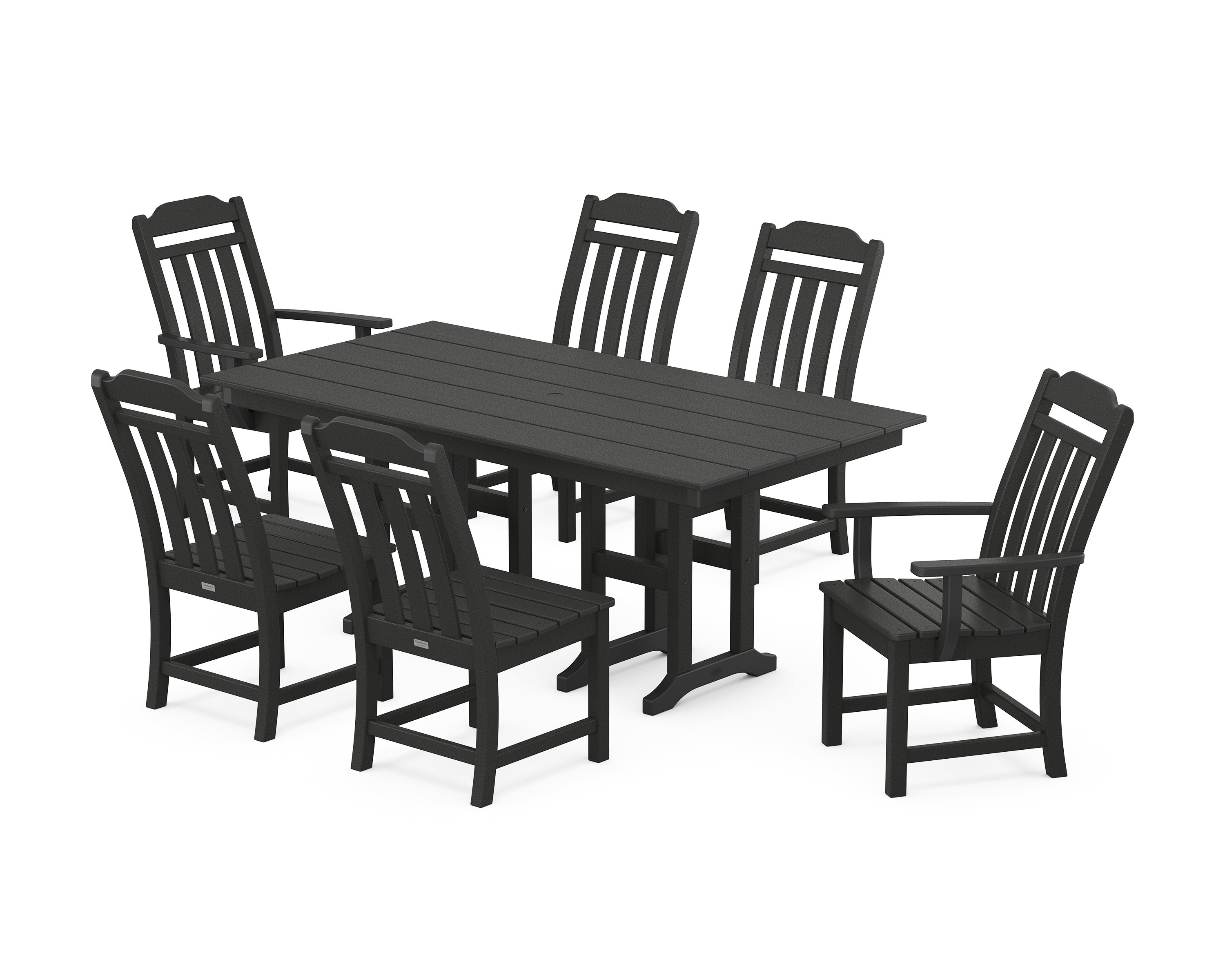 Country Living Cottage 7-Piece Farmhouse Dining Set in Black