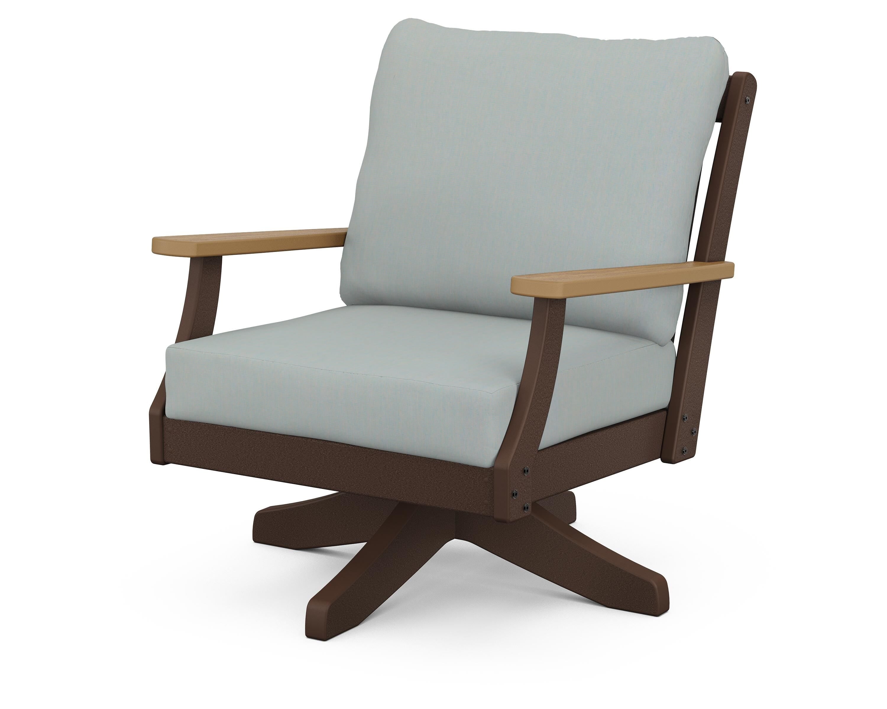POLYWOOD® Braxton Deep Seating Swivel Chair in Mahogany / Natural / Spa