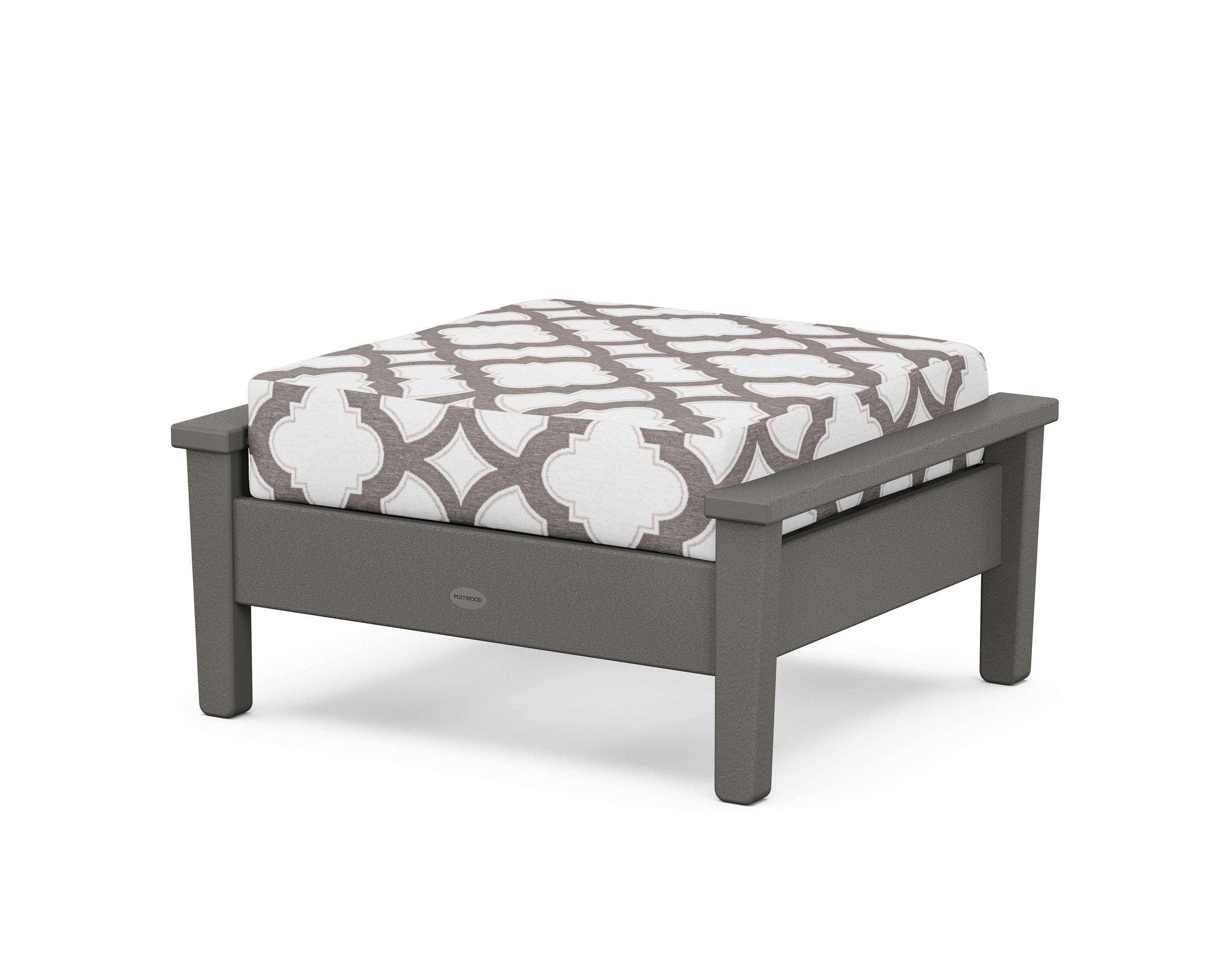 POLYWOOD® Prescott Deep Seating Ottoman in Slate Grey / Trellis Grey Mist