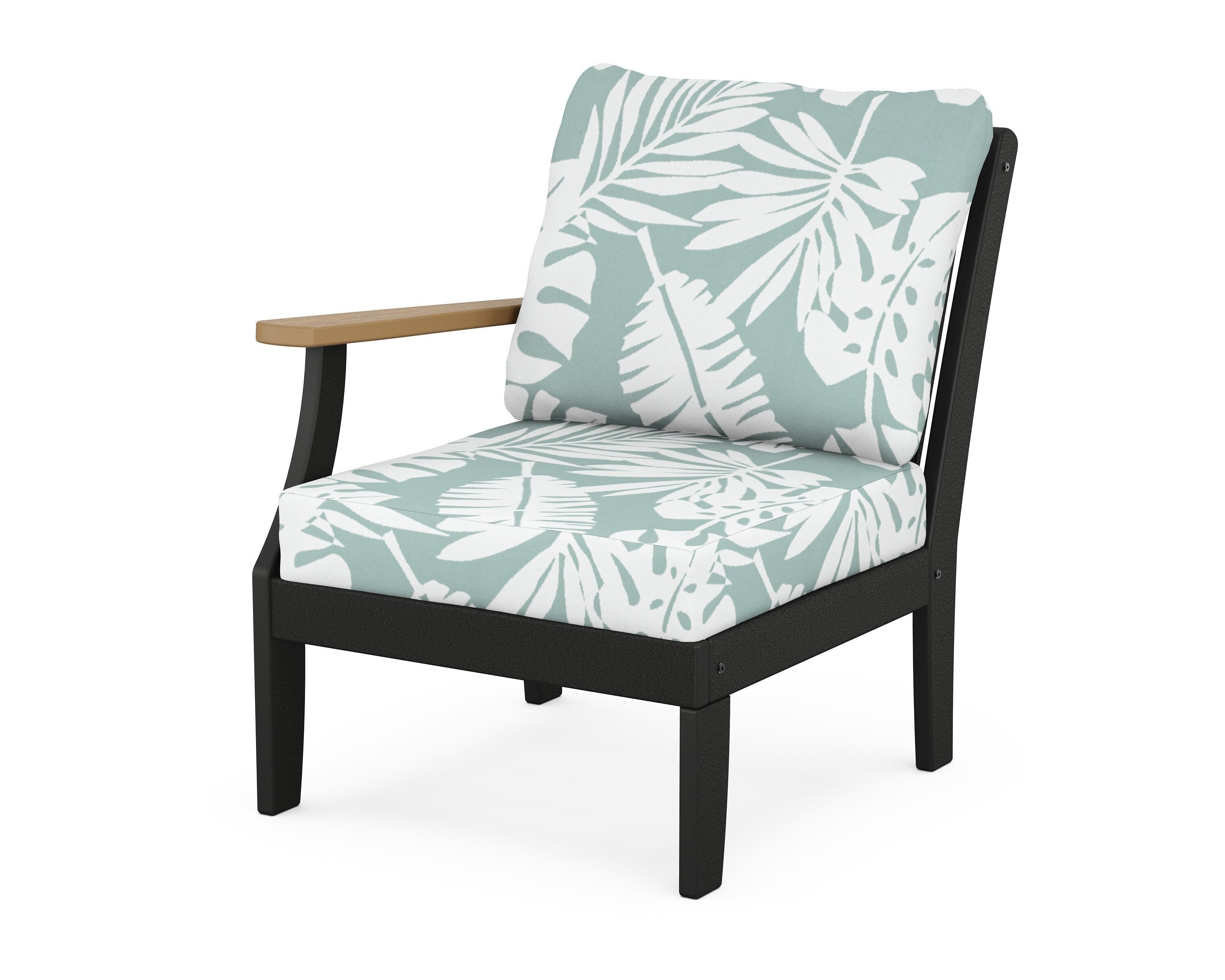 POLYWOOD® Braxton Modular Left Arm Chair in Black / Natural / Leaf Glacier Spa