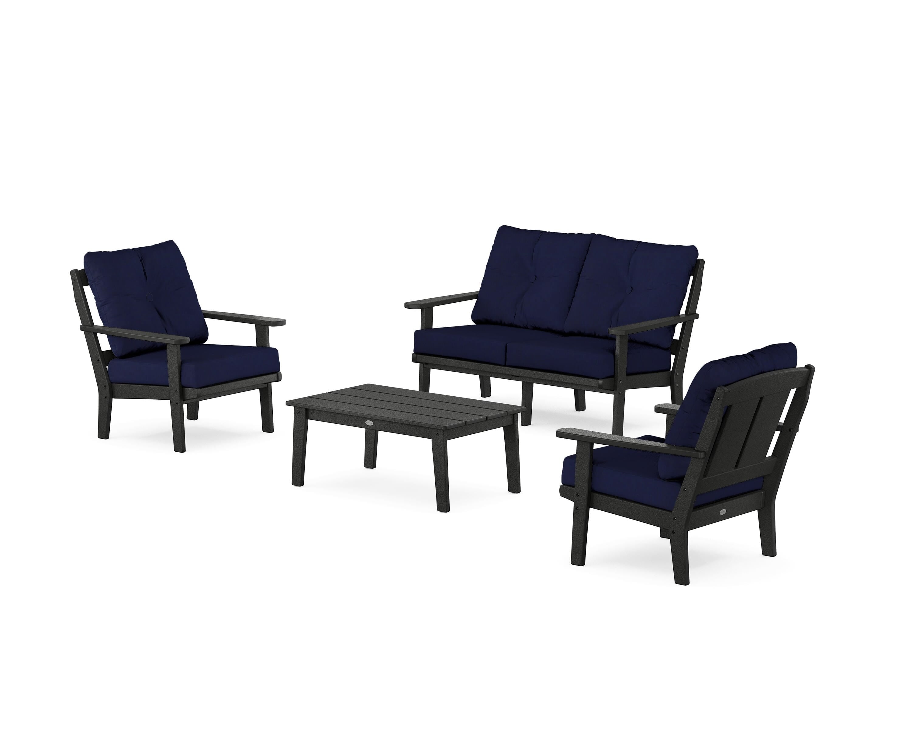 POLYWOOD® Mission 4-Piece Deep Seating Set with Loveseat in Black / Navy