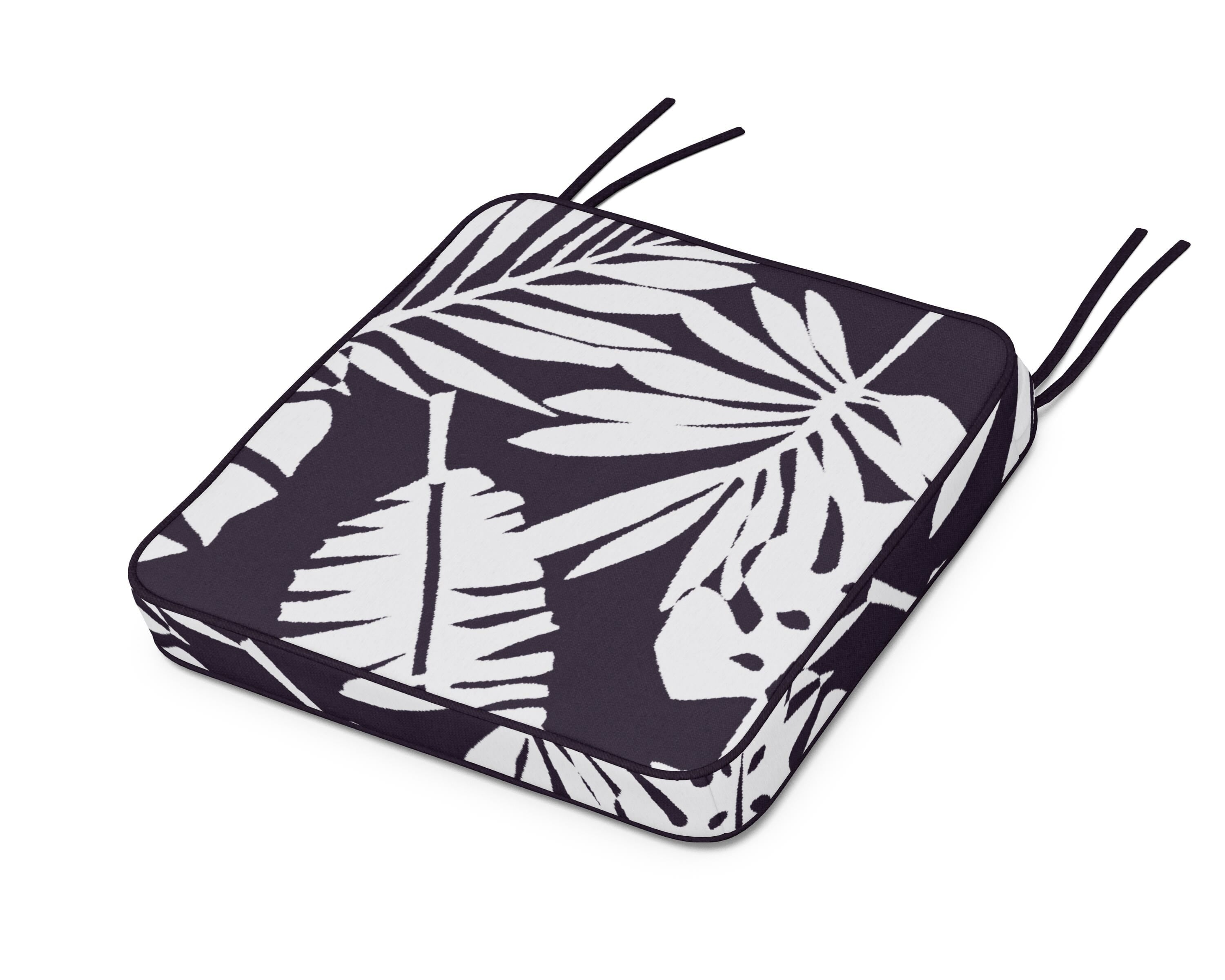 Martha Stewart by POLYWOOD® Chinoiserie Side Chair Seat Cushion in Leaf Navy