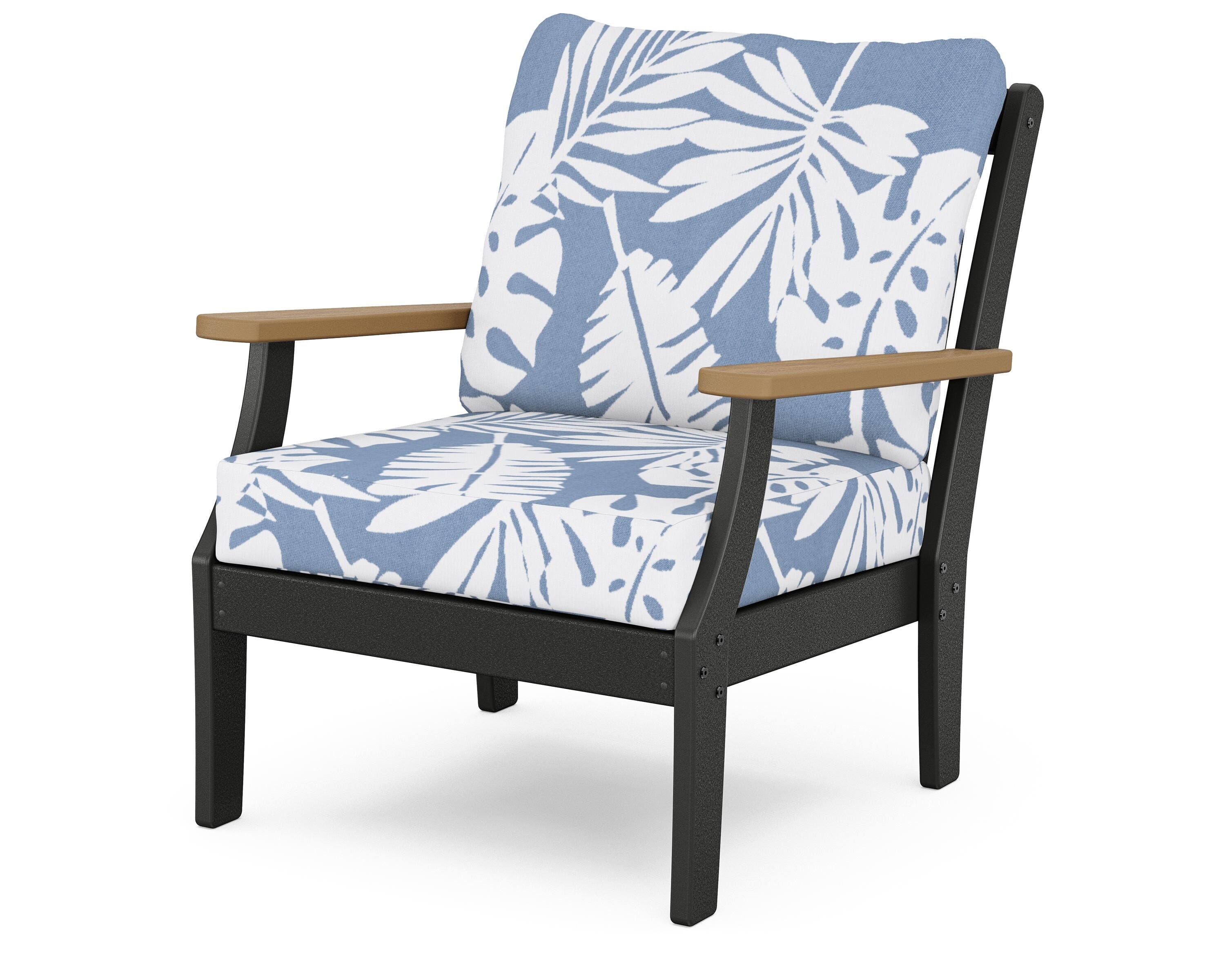 POLYWOOD® Braxton Deep Seating Chair in Black / Natural / Leaf Sky Blue