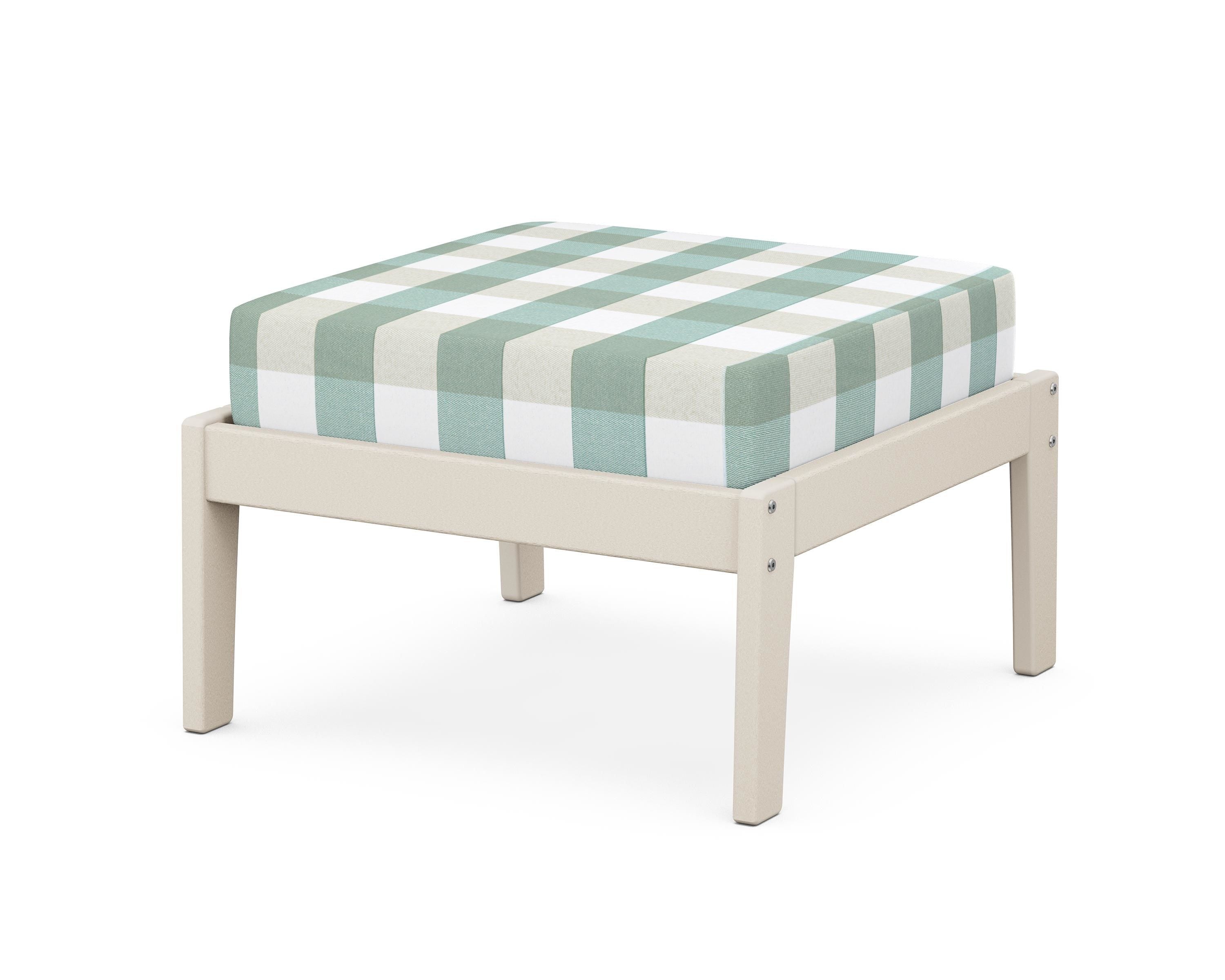 Unbranded Deep Seating Ottoman in Sand / Buffalo Plaid Glacier Spa