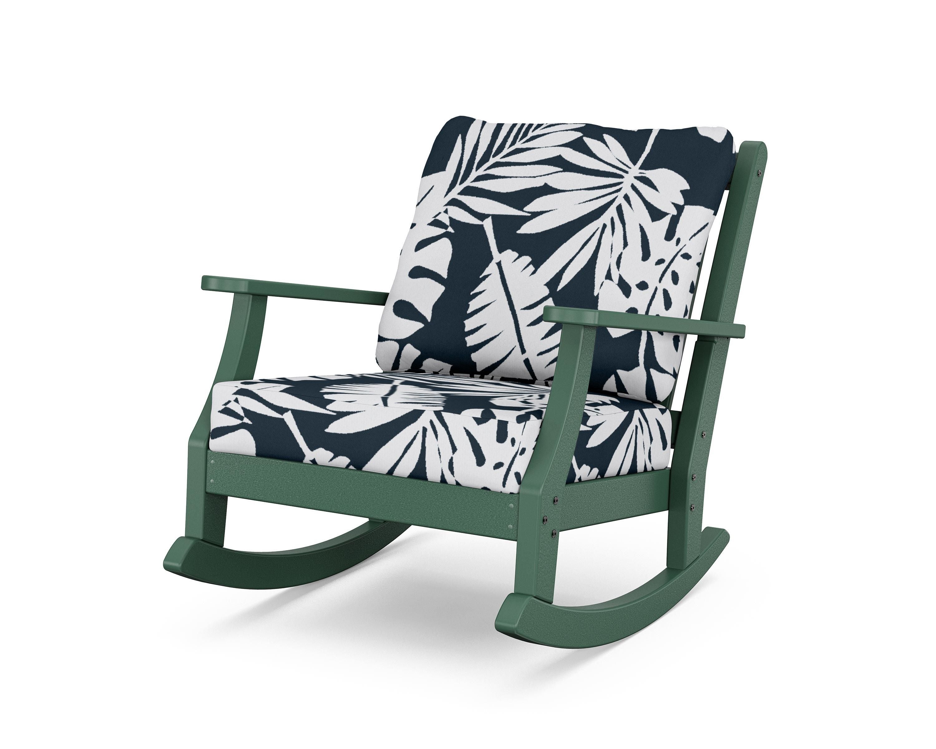 Country Living Wovendale Deep Seating Rocking Chair in Green / Leaf Marine Indigo