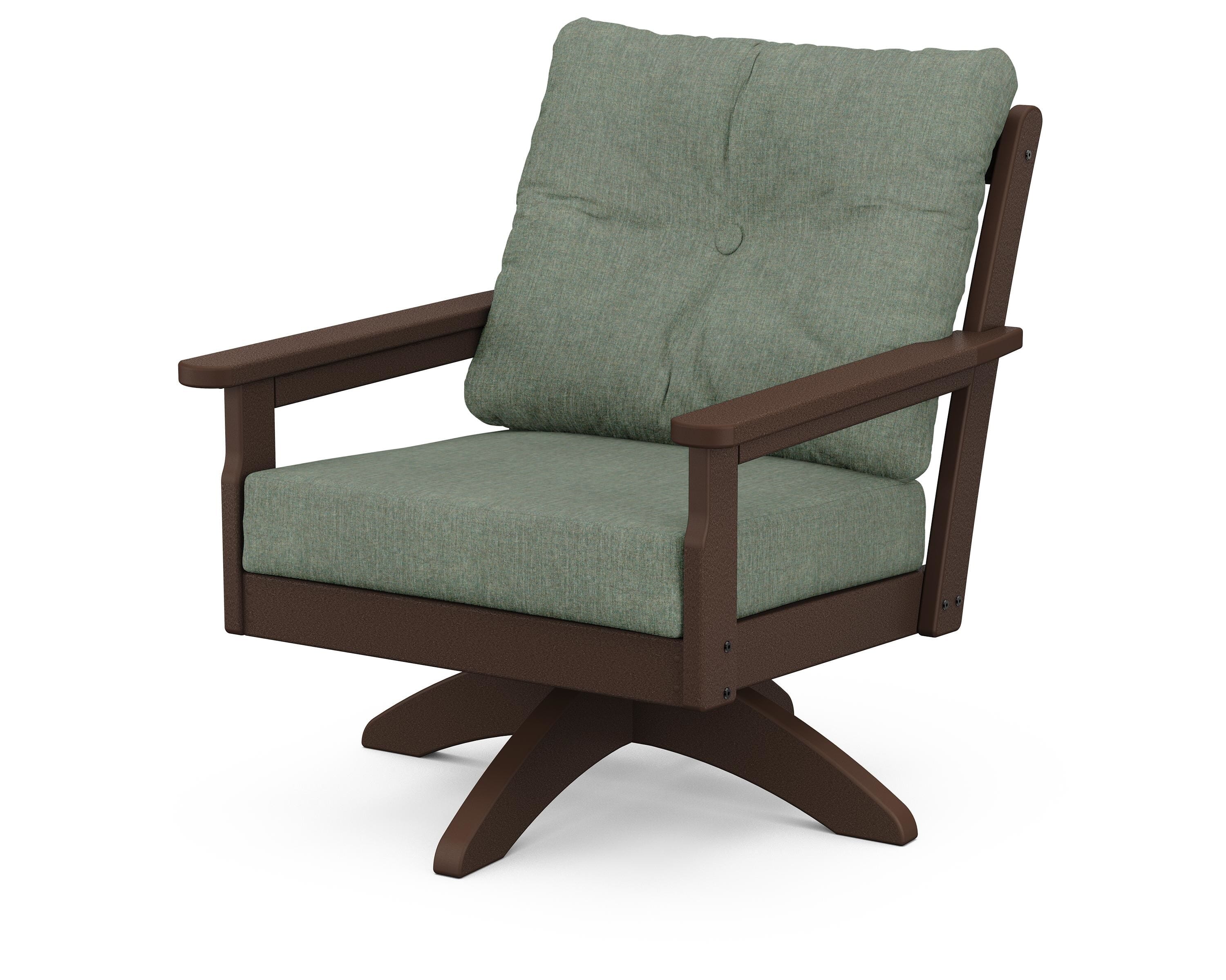 POLYWOOD® Vineyard Deep Seating Swivel Chair in Mahogany / Cast Sage