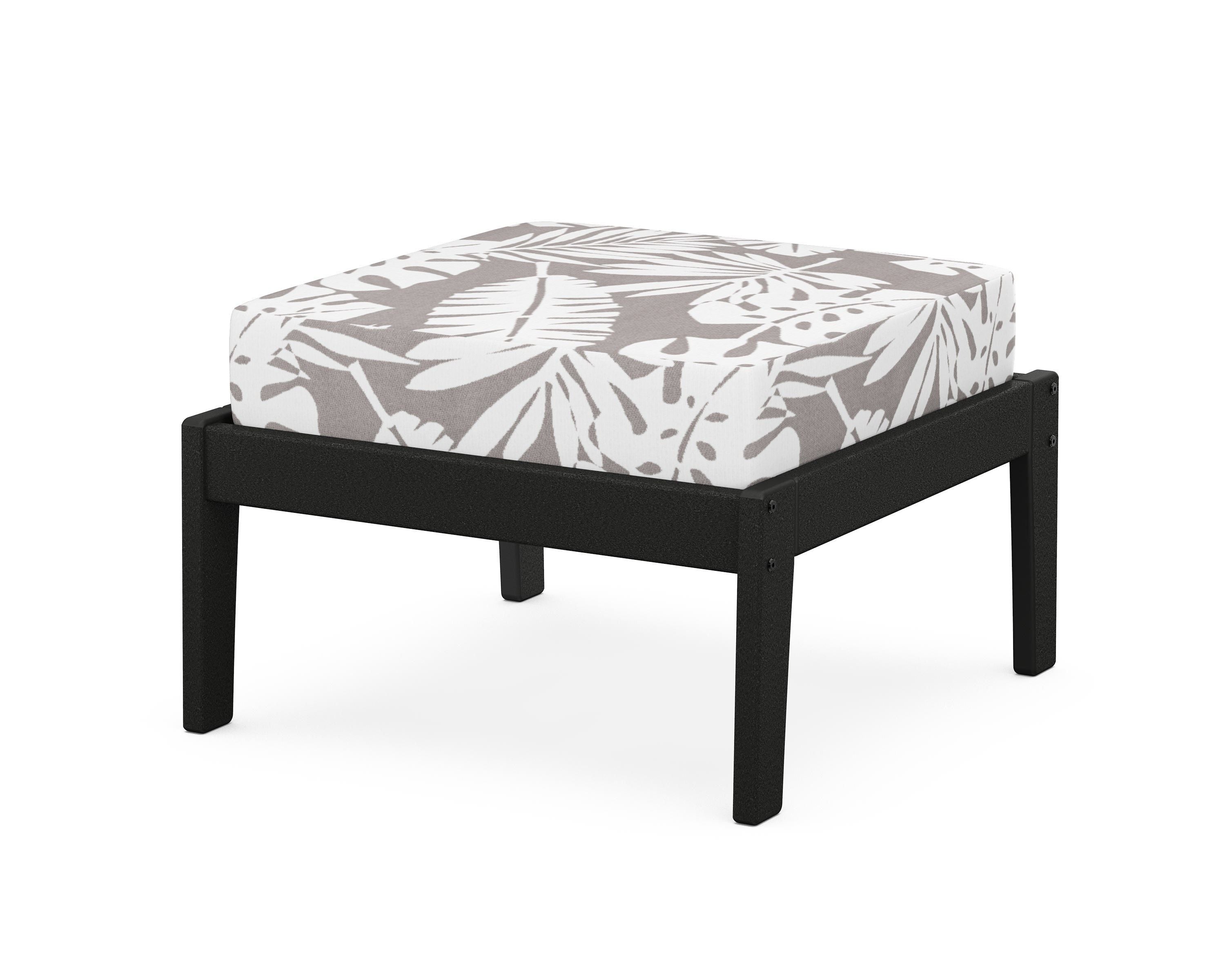 Unbranded Deep Seating Ottoman in Black / Leaf Grey Mist