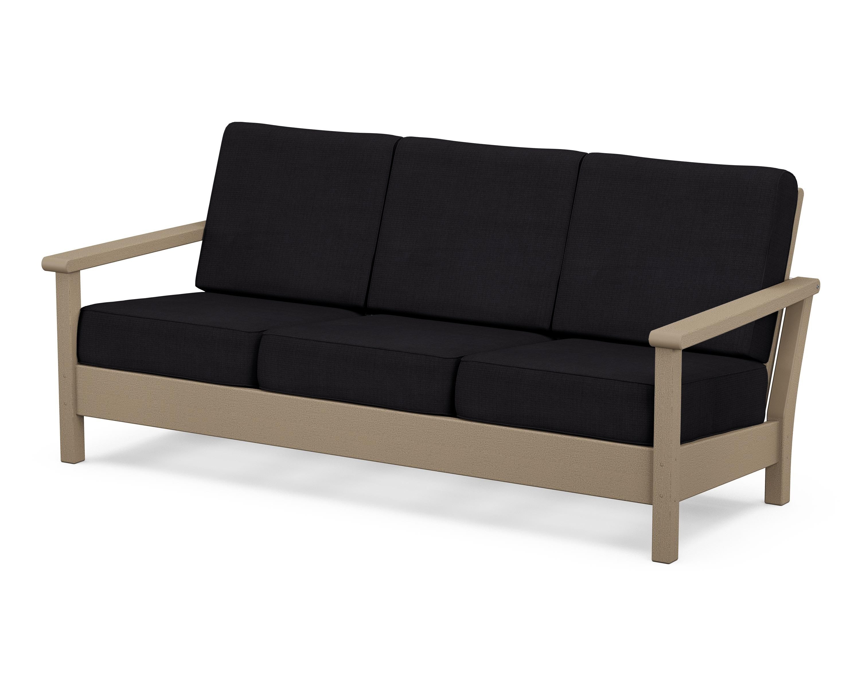 POLYWOOD® Harbour Deep Seating Sofa in Vintage Sahara / Midnight Linen
