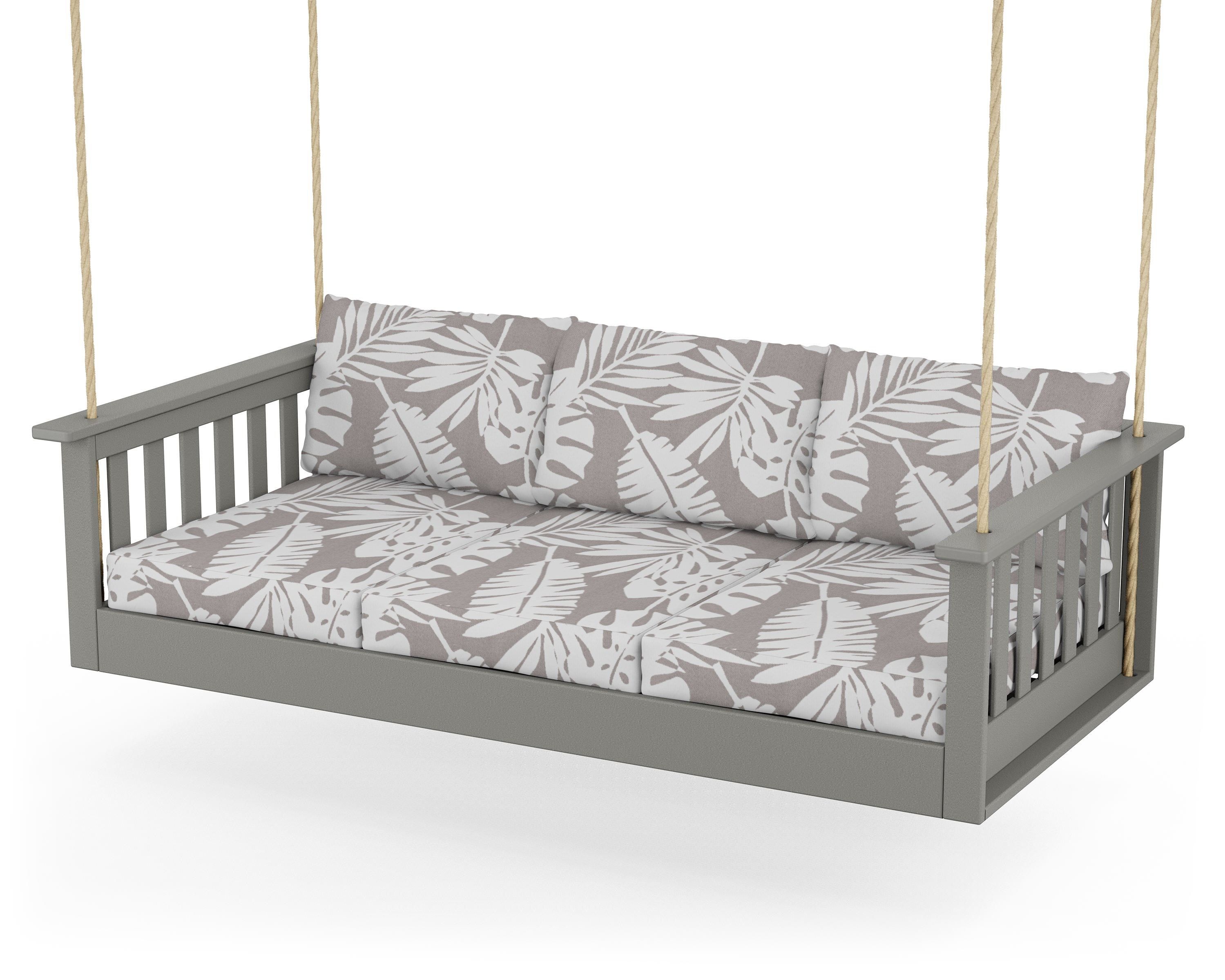 POLYWOOD® Vineyard Daybed Swing in Slate Grey / Leaf Grey Mist