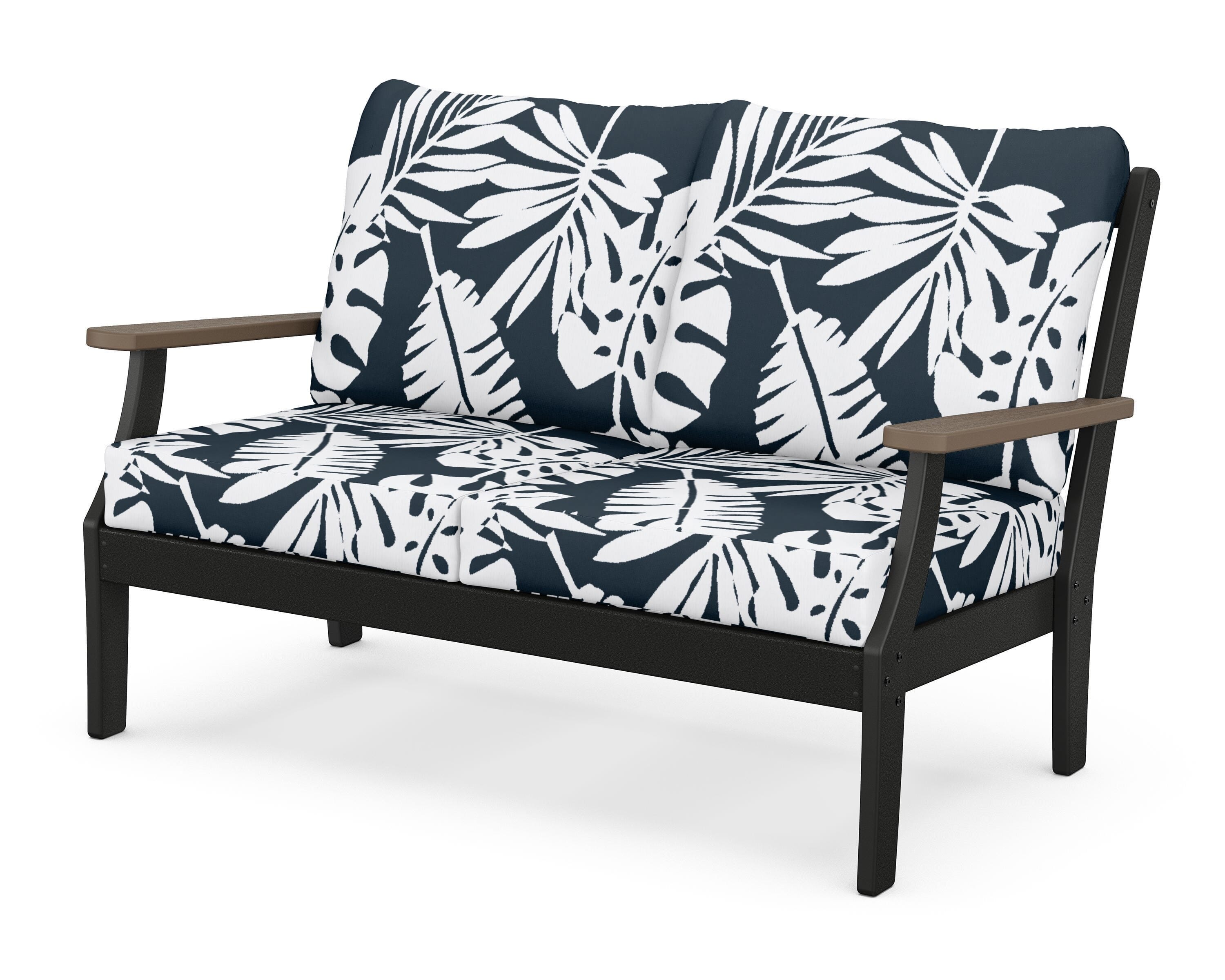 POLYWOOD® Braxton Deep Seating Loveseat in Black / Kona / Leaf Marine Indigo