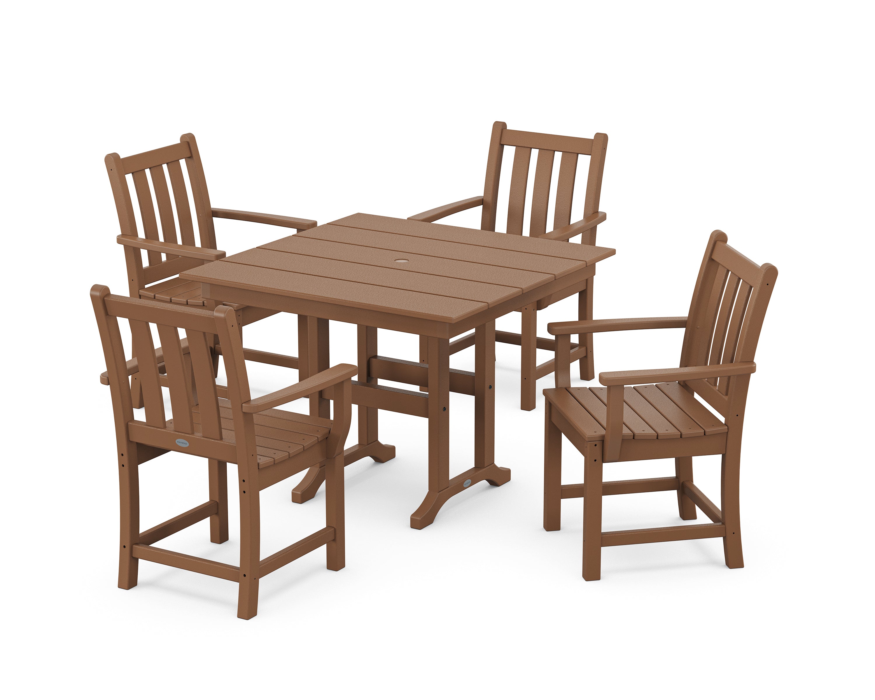 POLYWOOD® Traditional Garden 5-Piece Farmhouse Dining Set in Teak