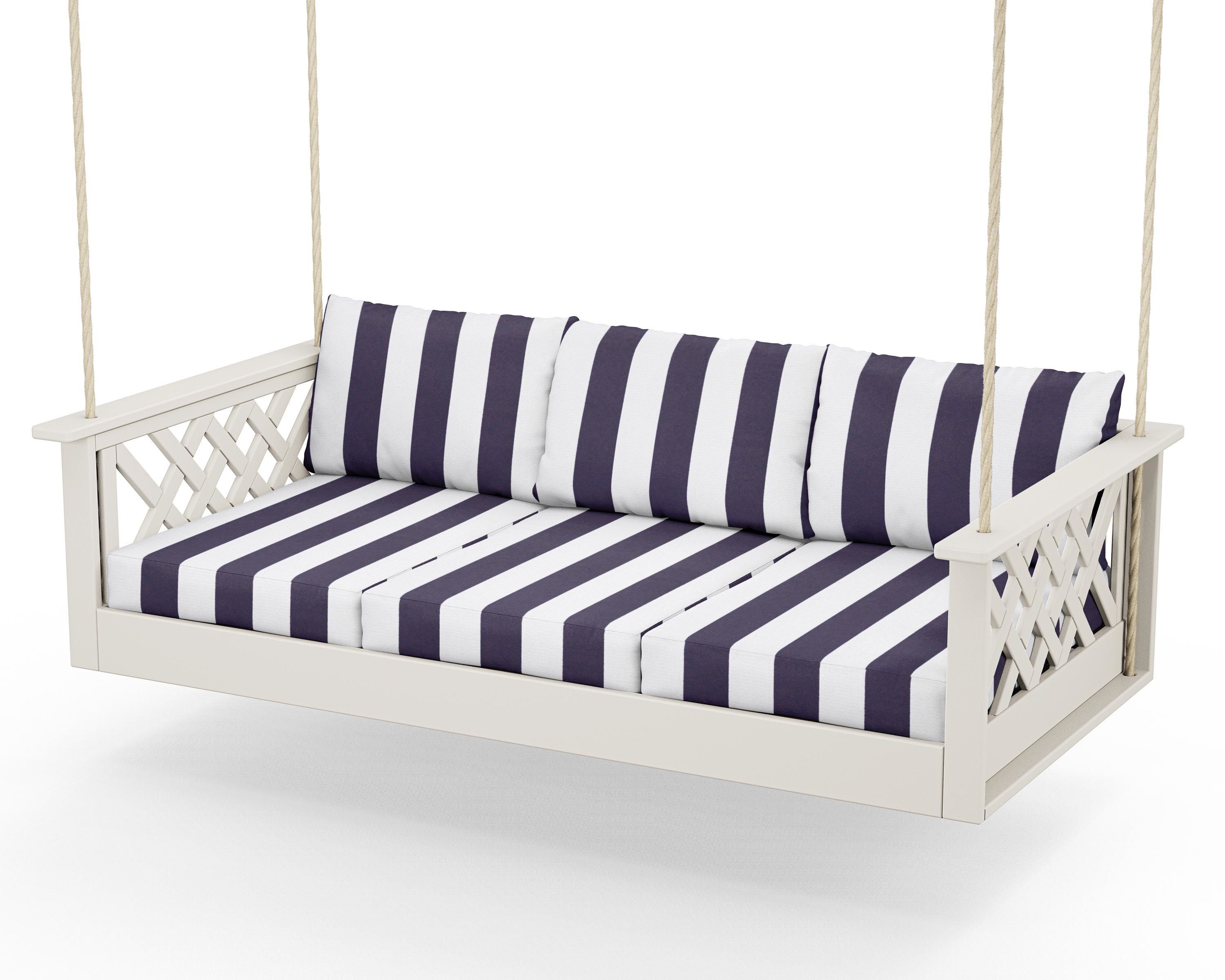 Country Living Wovendale Daybed Swing in Sand / Cabana Stripe Navy