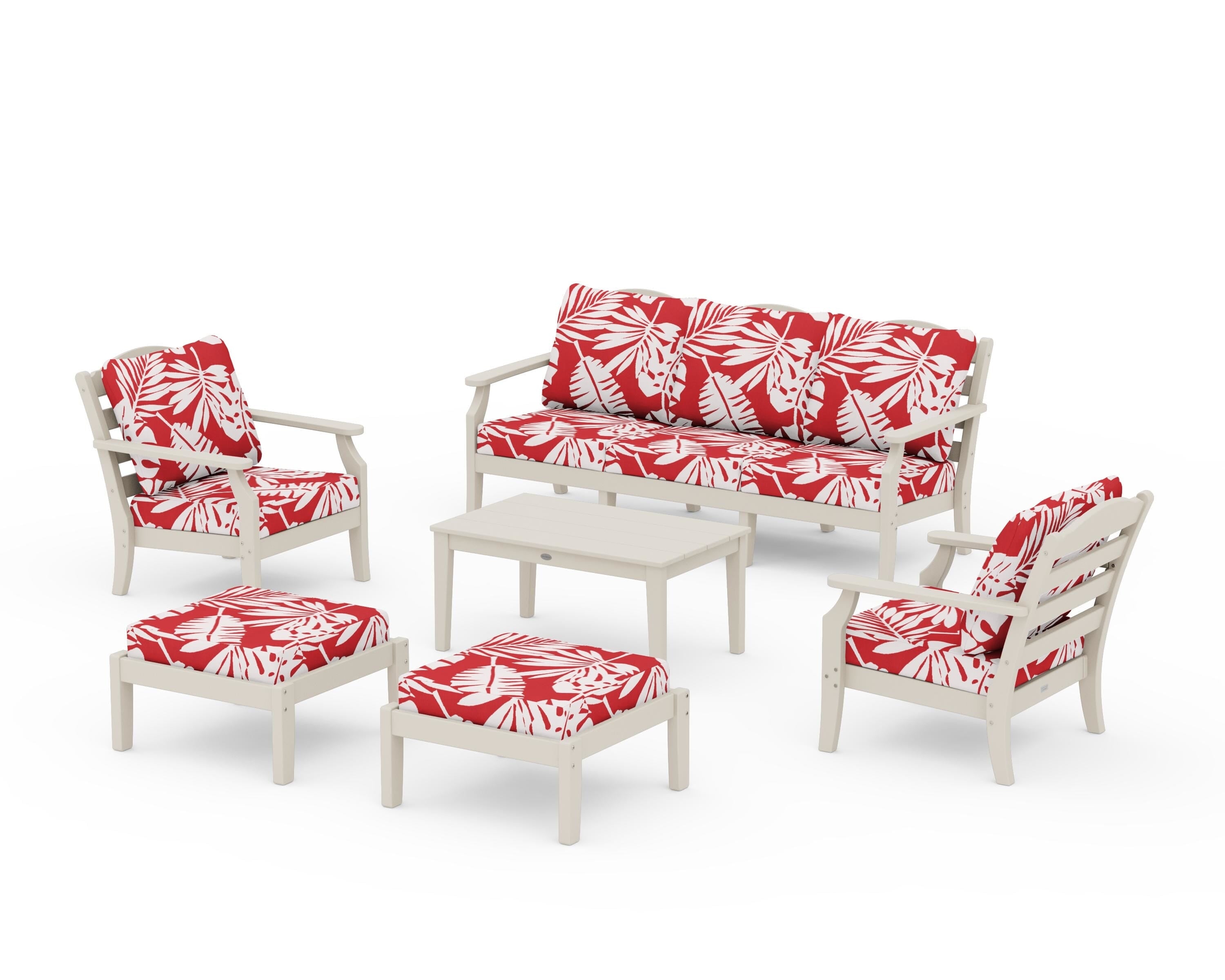 Draper James™ by POLYWOOD® Savannah 6-Piece Lounge Sofa Set in Sand / Leaf Crimson