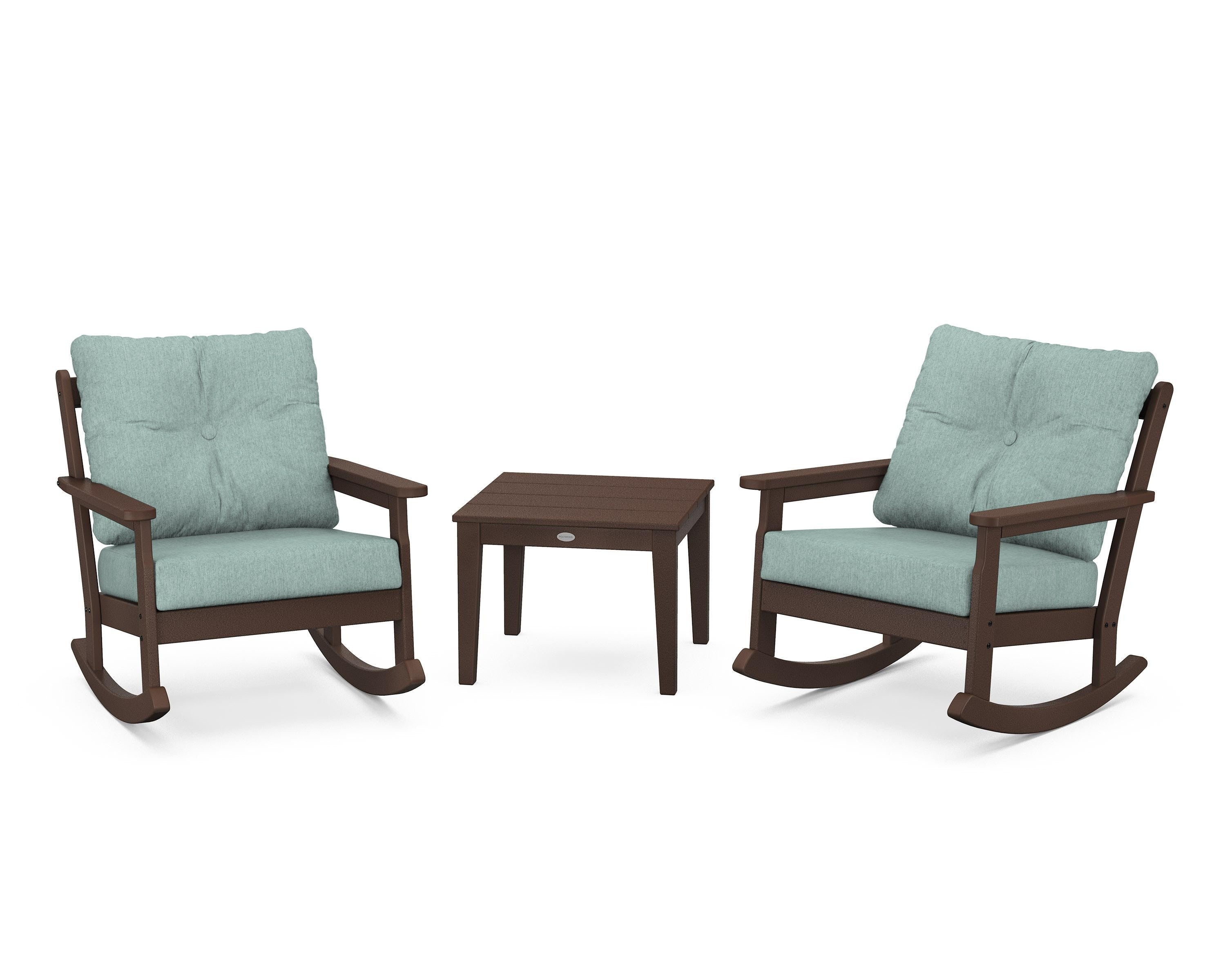 POLYWOOD® Vineyard 3-Piece Deep Seating Rocker Set in Mahogany / Glacier Spa