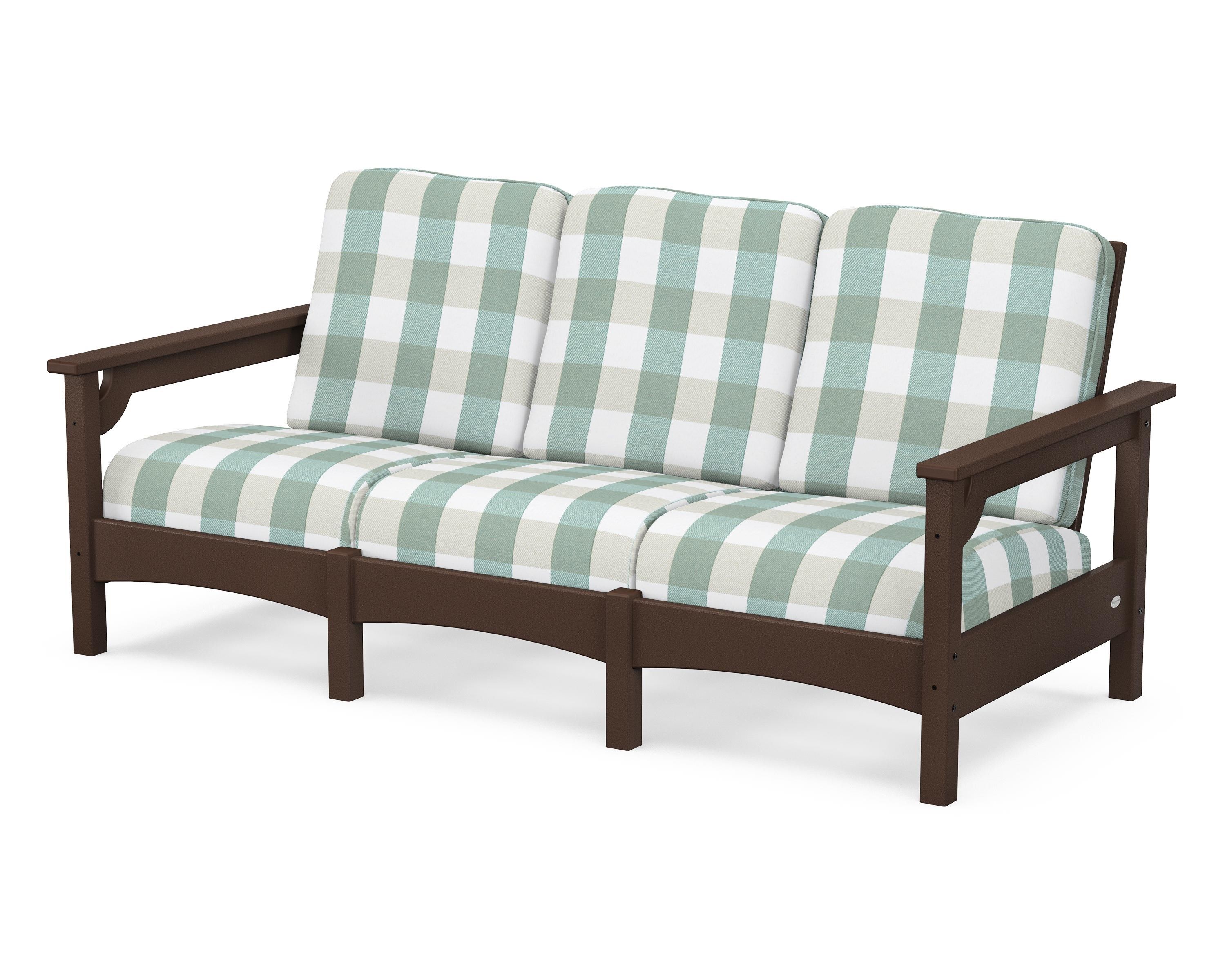 POLYWOOD® Club Sofa in Mahogany / Buffalo Plaid Glacier Spa