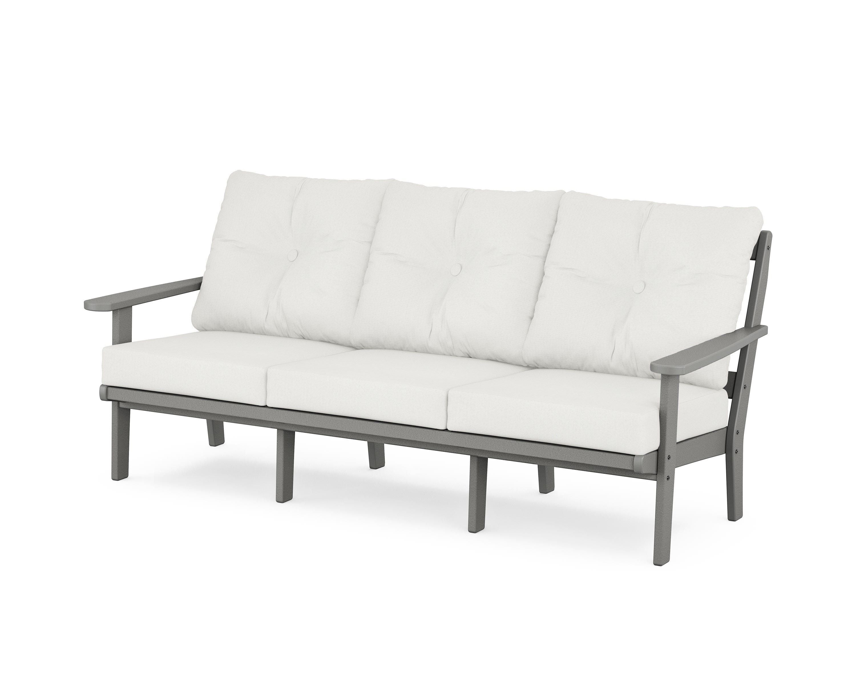 POLYWOOD® Mission Deep Seating Sofa in Slate Grey / Natural Linen