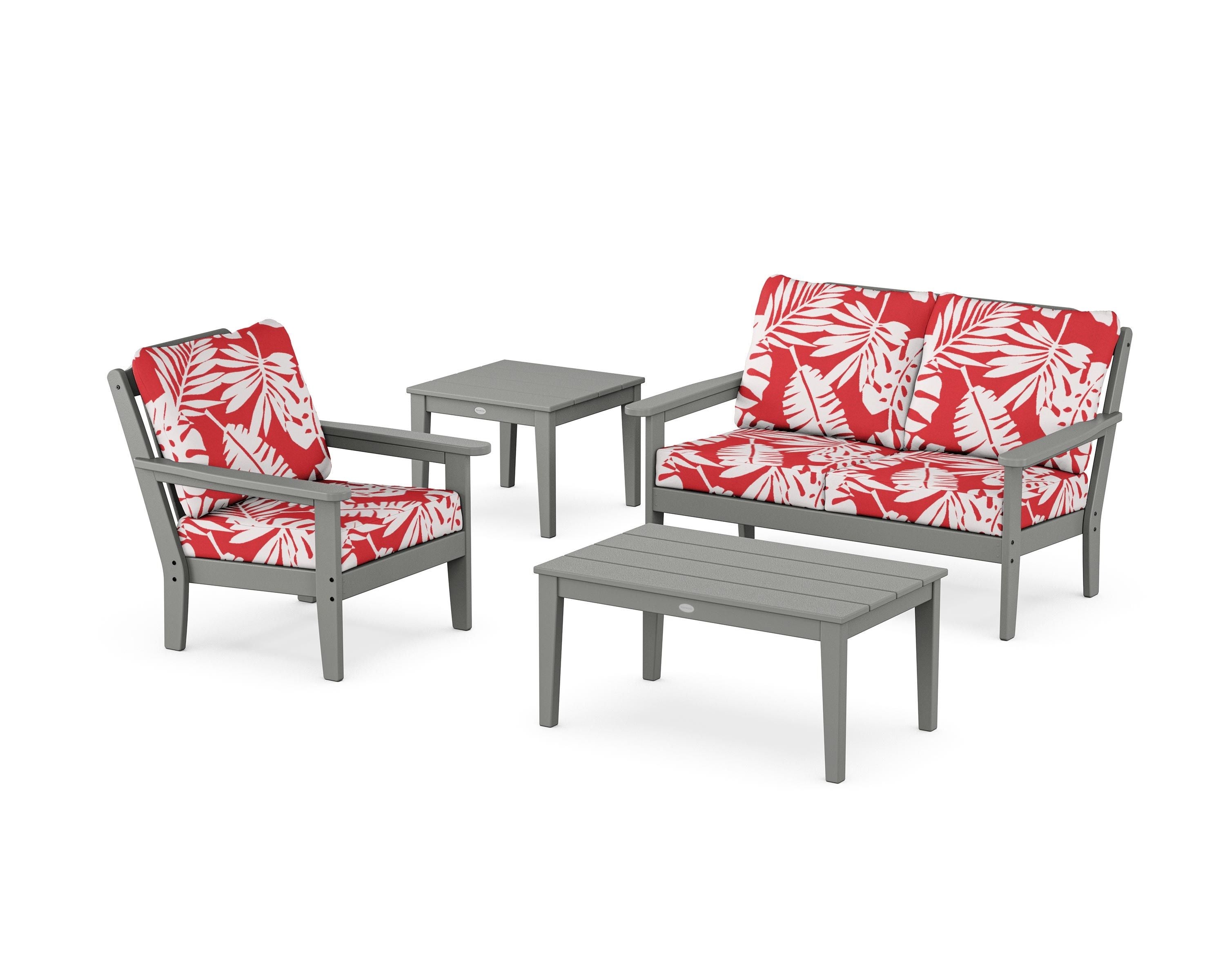 Country Living Wovendale 4-Piece Deep Seating Set in Slate Grey / Leaf Crimson