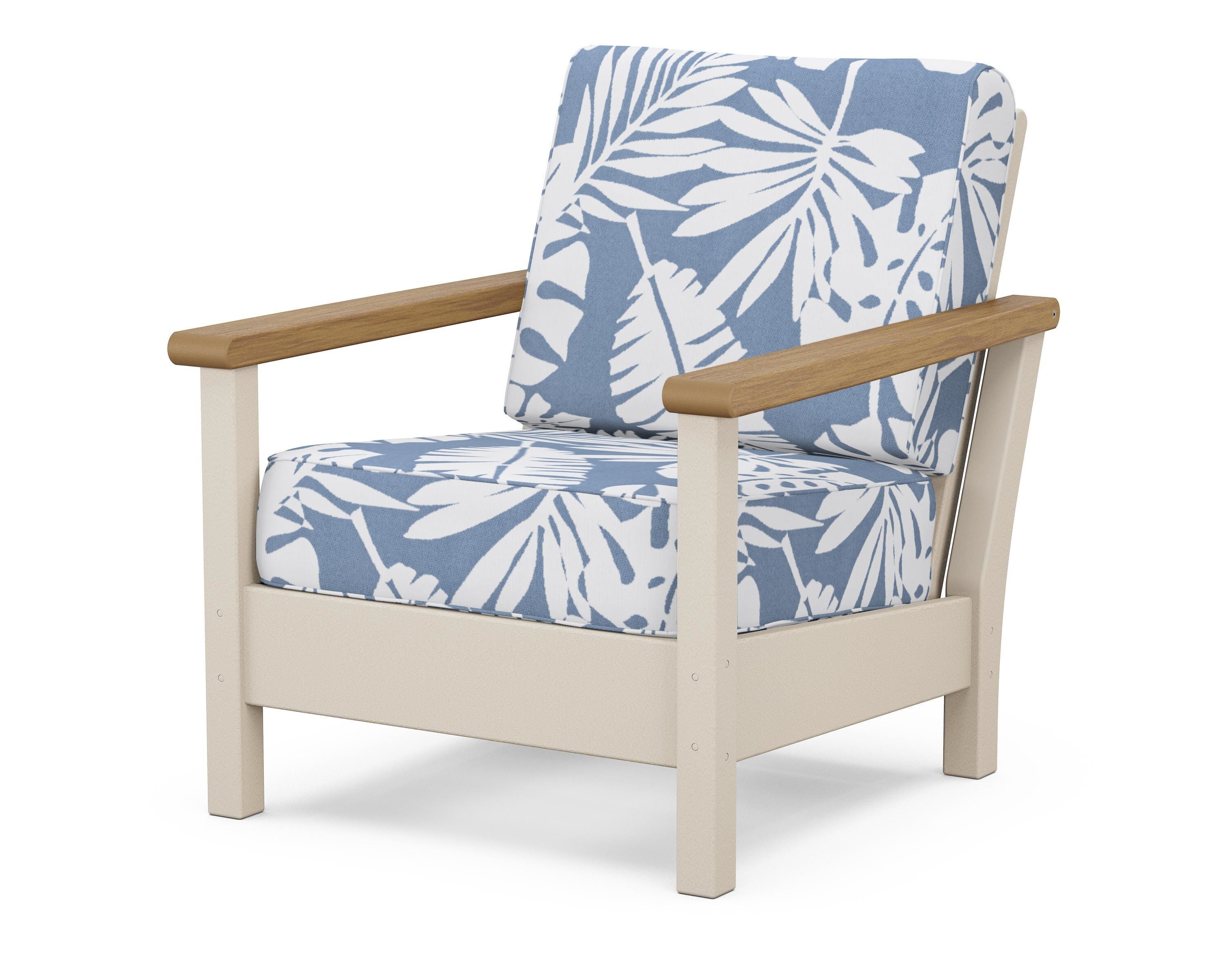 POLYWOOD® Harbour Deep Seating Chair in Sand / Natural / Leaf Sky Blue